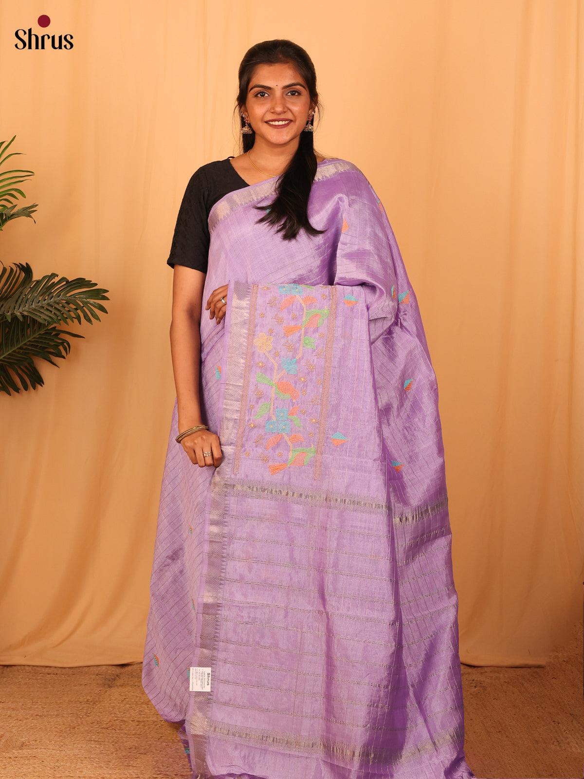 Lavender(Single Tone) - Mangalagiri silkcotton Saree - Shop on Shrus.com