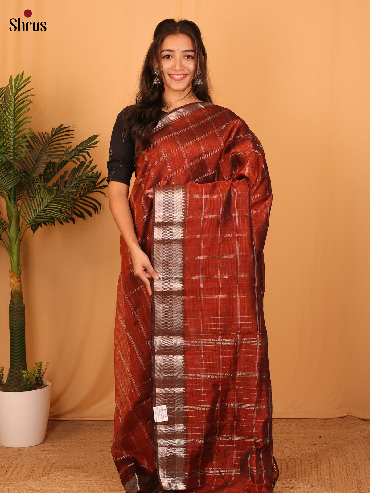 Arakku Maroon(Single Tone) - Mangalagiri silkcotton Saree - Shop on Shrus.com