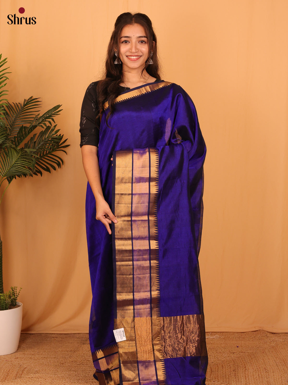 MS Blue(single Tone) - Mangalagiri silkcotton Saree - Shop on Shrus.com