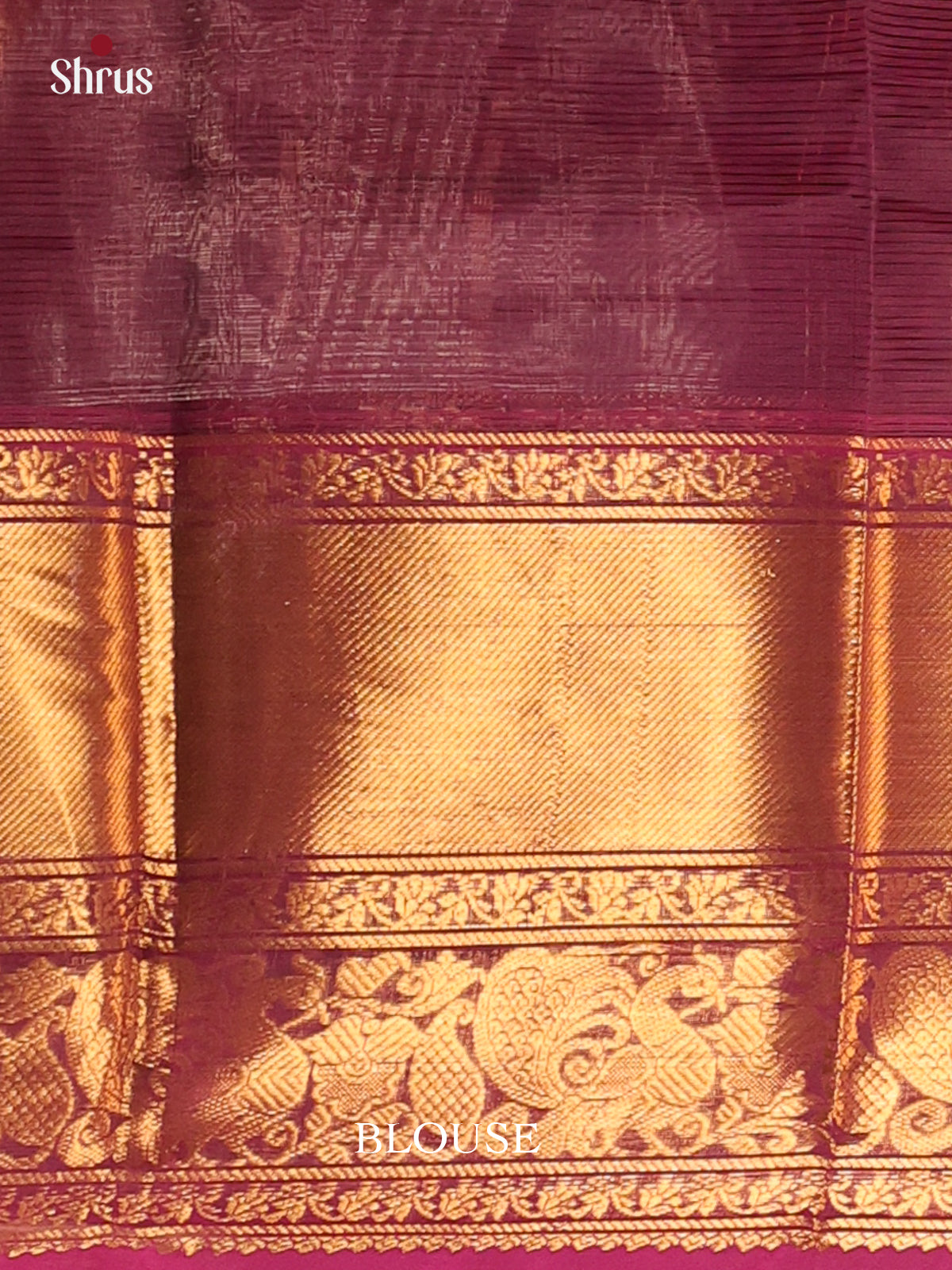 Dark Purple Mangalagiri silk cotton Saree With Gold Zari Border -1