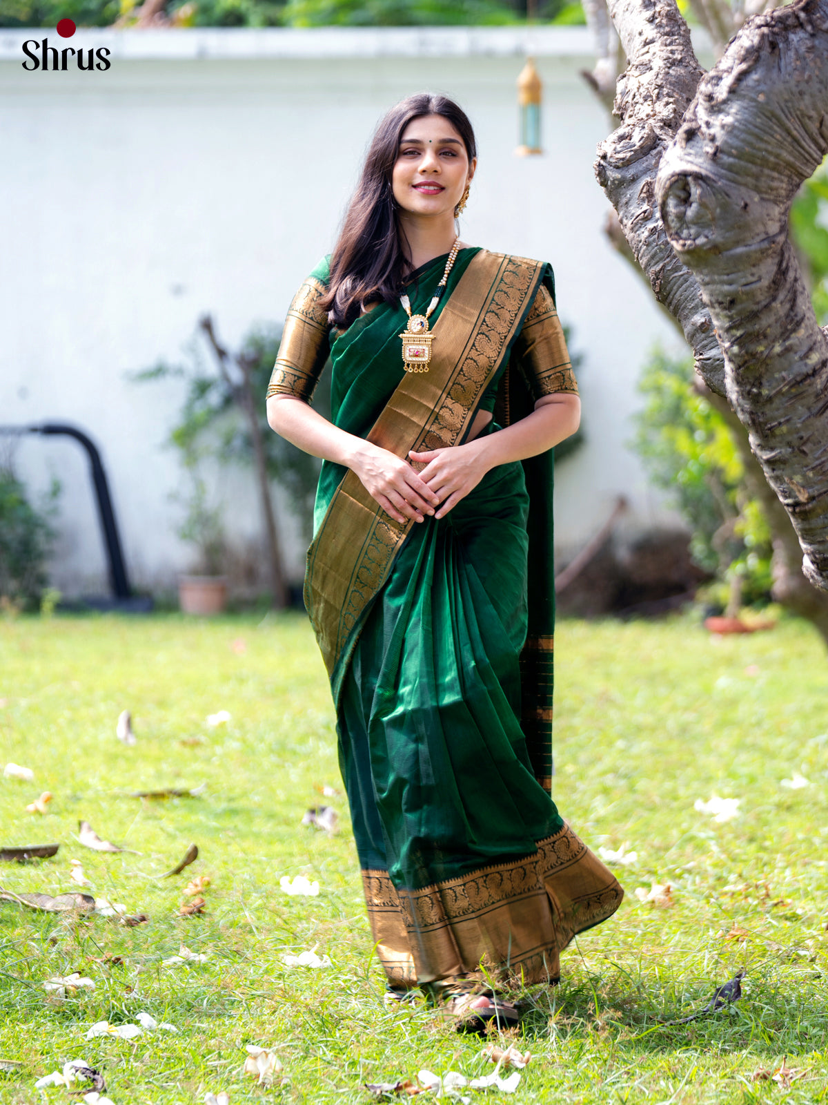 Green(Single Tone) - Mangalagiri silkcotton Saree - Shop on Shrus.com