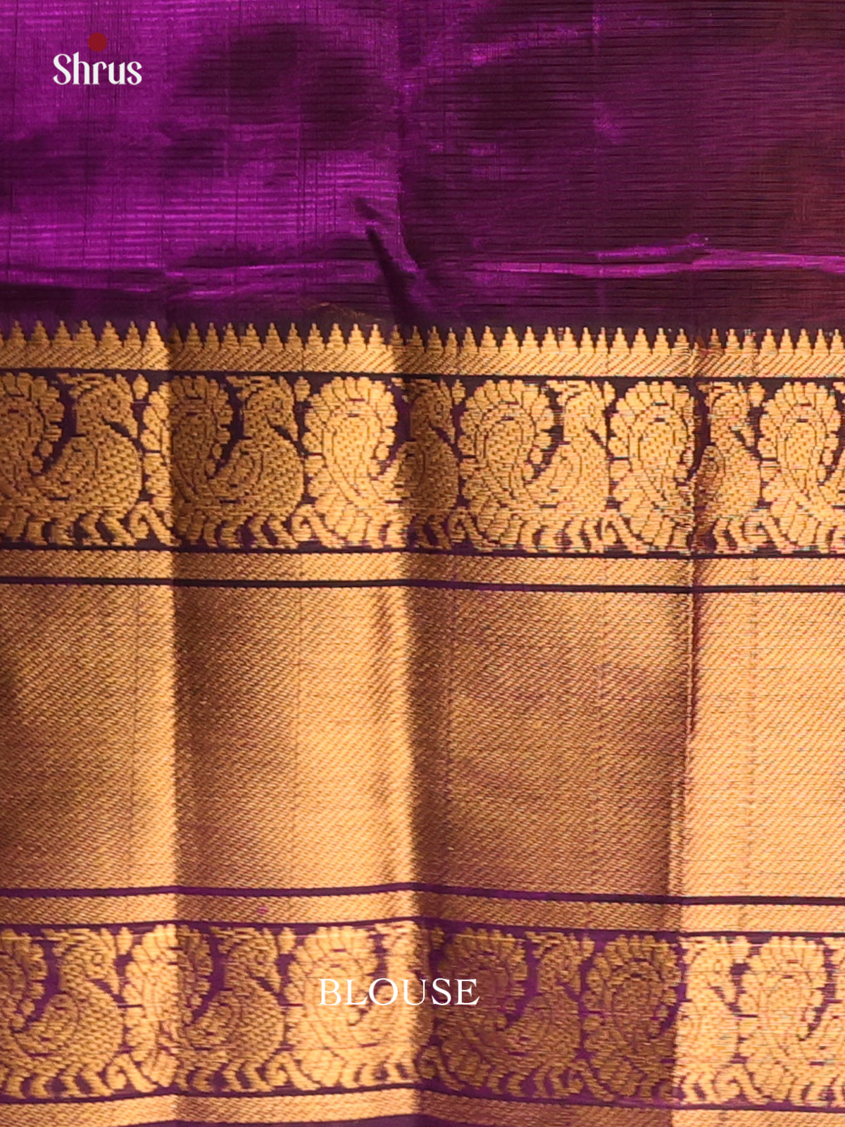 Violet(Single Tone) - Mangalagiri silkcotton Saree with Gold Zari Border - Shop on Shrus.com