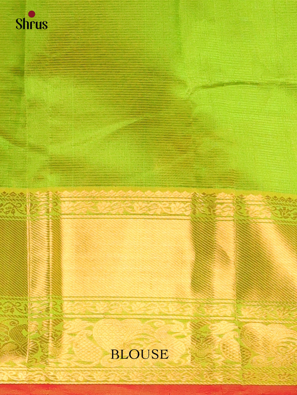 Green Mangalagiri silk cotton Saree With Golden Zari Woven Border & Pallu -1