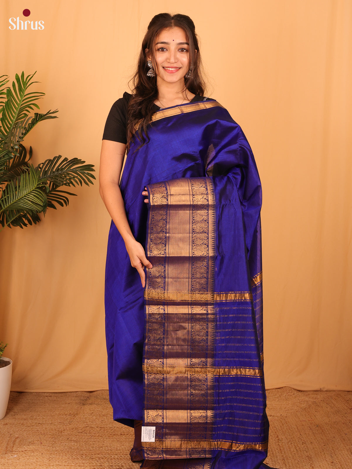 MS Blue(single Tone)- Mangalagiri silkcotton Saree - Shop on Shrus.com