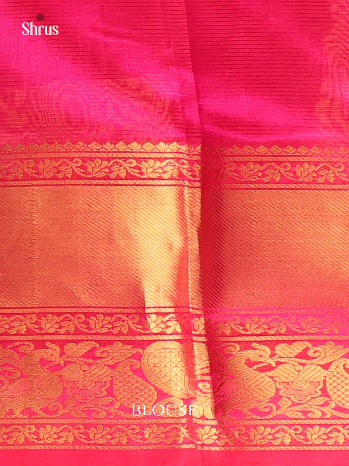 Pink(Single Tone) - Mangalagiri silkcotton Saree with Gold Zari Border - Shop on Shrus.com