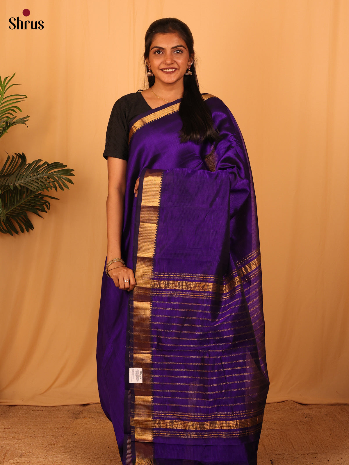 Violet(Single Tone) - Mangalagiri silkcotton Saree - Shop on Shrus.com