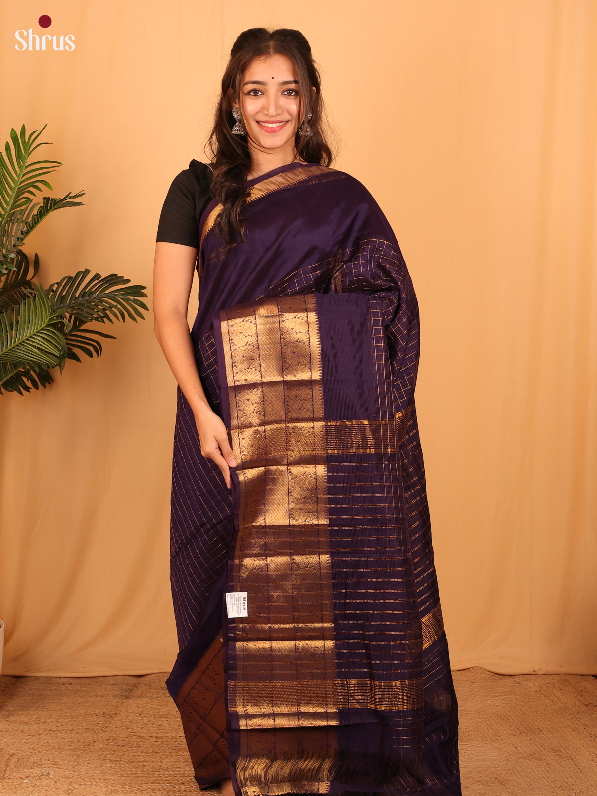 Violet(Single Tone) - Mangalagiri silkcotton Saree - Shop on Shrus.com