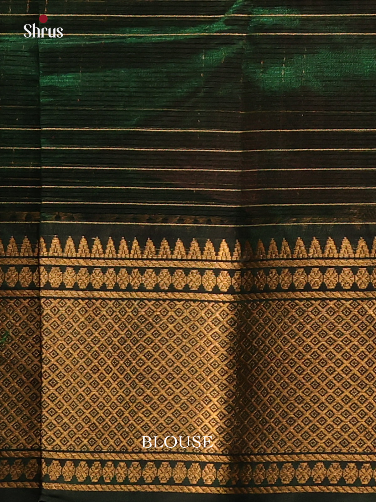 Green(Single Tone) - Mangalagiri silkcotton Saree with Gold Zari Border - Shop on Shrus.com