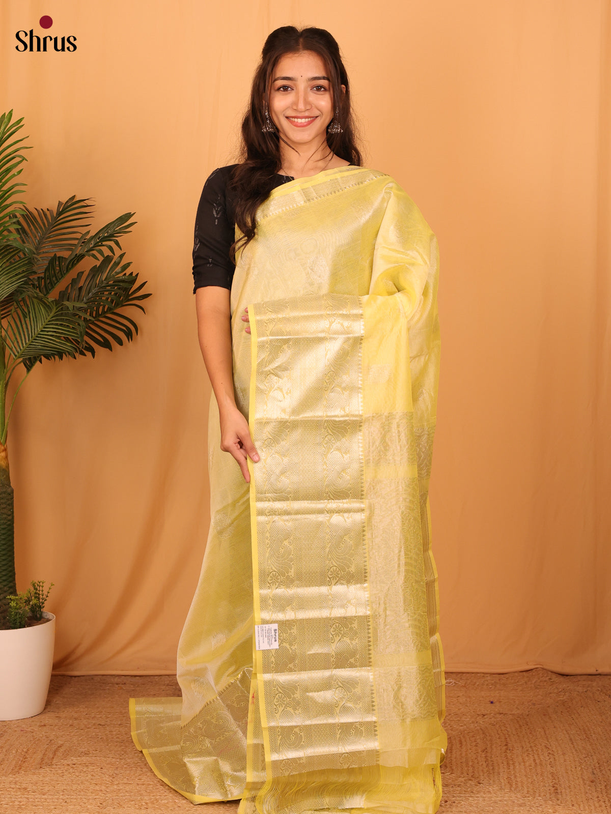 Supple Pastel Yellow Mangalagiri Silk Cotton Saree with Zari Buttas