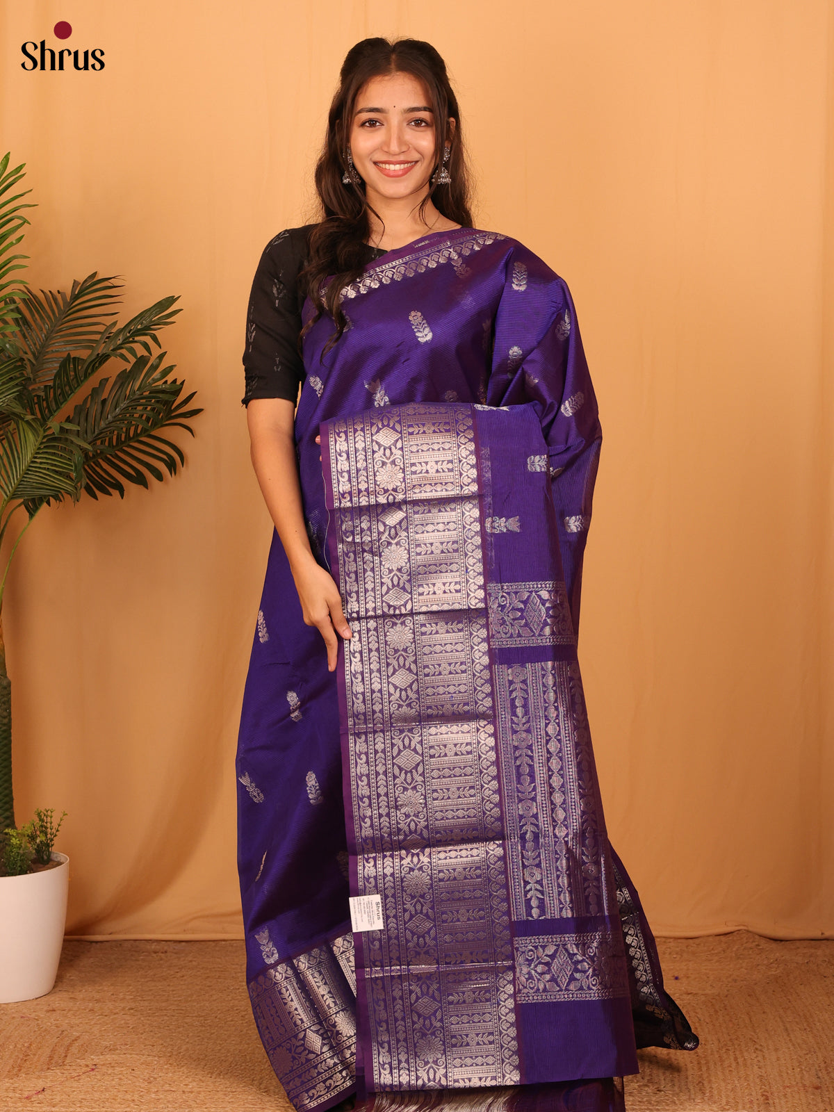Violet(single Tone) - Mangalagiri silkcotton Saree - Shop on Shrus.com