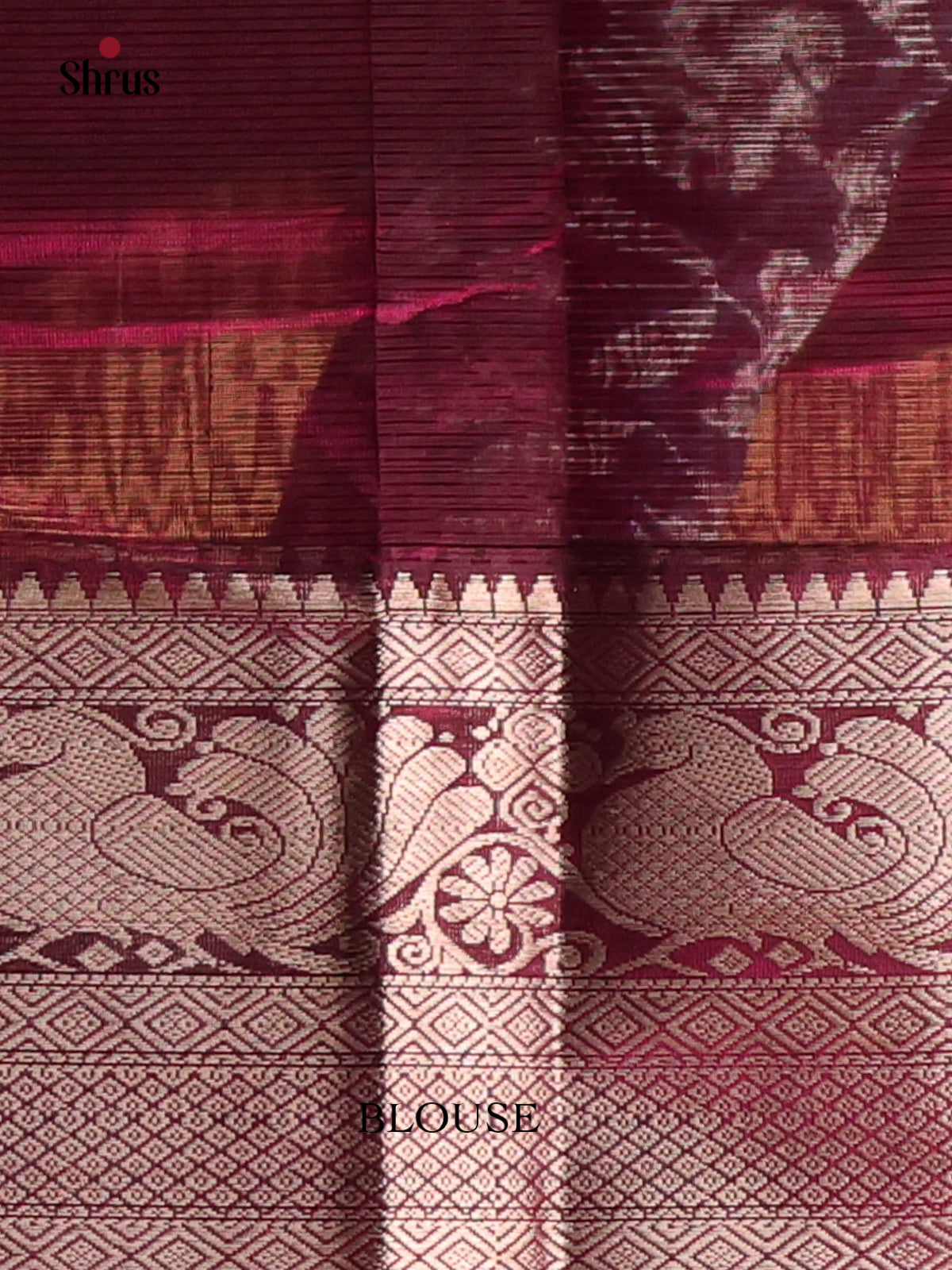 Maroon(Single Tone) - Mangalagiri silkcotton Saree with Silver Zari Border - Shop on Shrus.com
