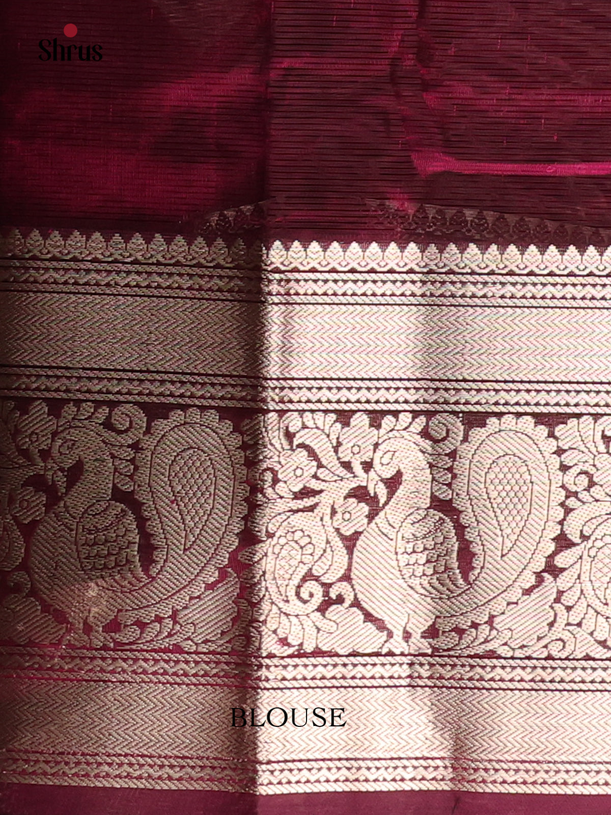 Wine(Single Tone)- Mangalagiri silkcotton Saree with Silver Zari Border - Shop on Shrus.com