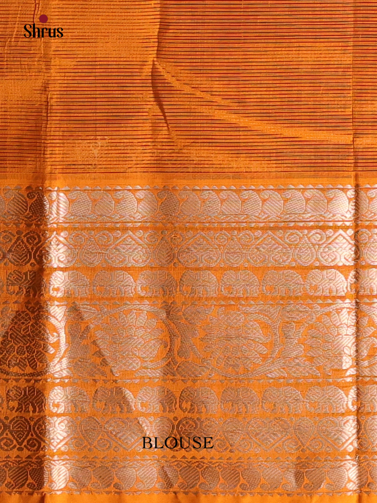 Mystique Black and Orange Mangalagiri Silk Cotton Saree with Silver Zari Buttas -1