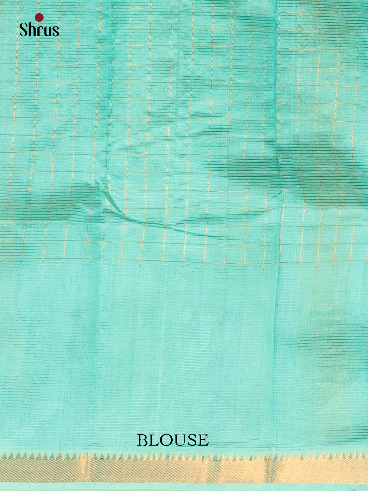 Aqua Blue(single Tone) - Mangalagiri silkcotton Saree with Gold Zari Border - Shop on Shrus.com