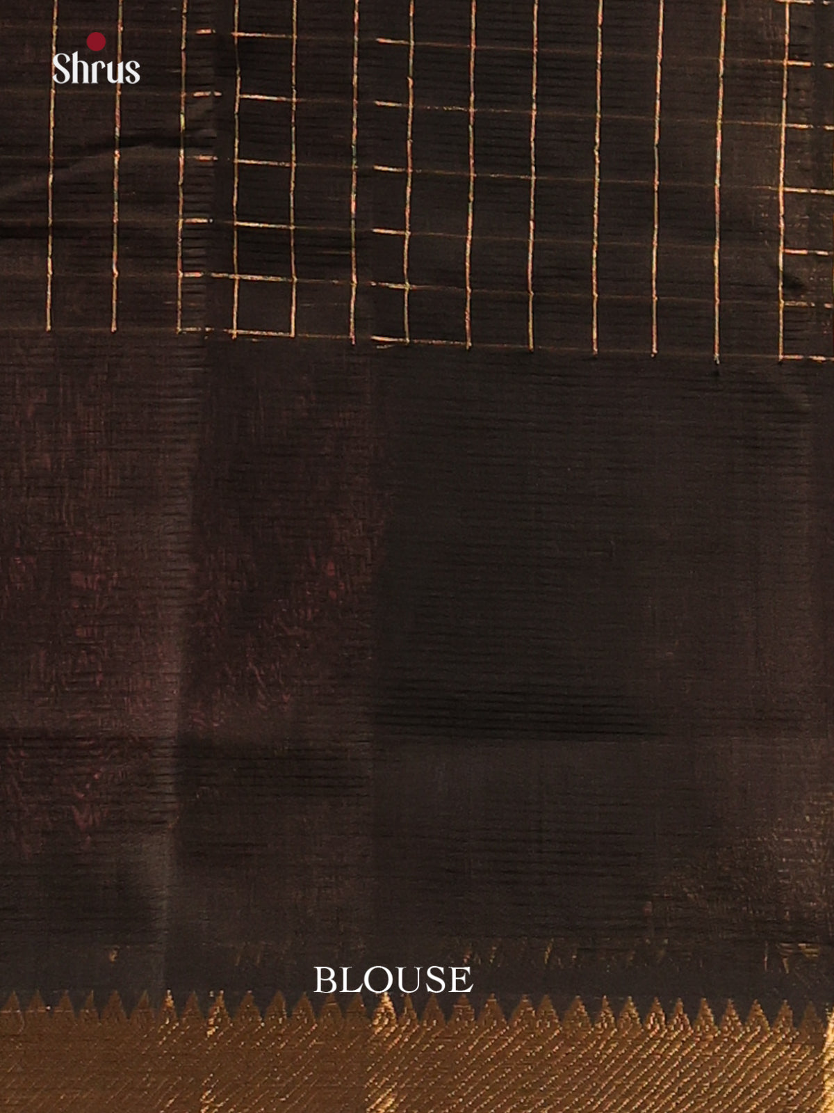 Black(Single Tone) - Mangalagiri silkcotton Saree with Gold Zari Border - Shop on Shrus.com