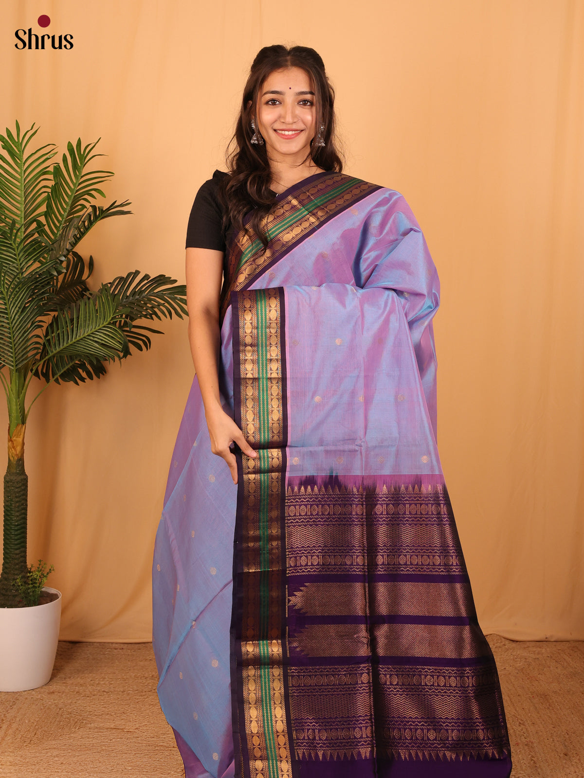 Lavender & Violet - Silk Cotton Saree - Shop on Shrus.com