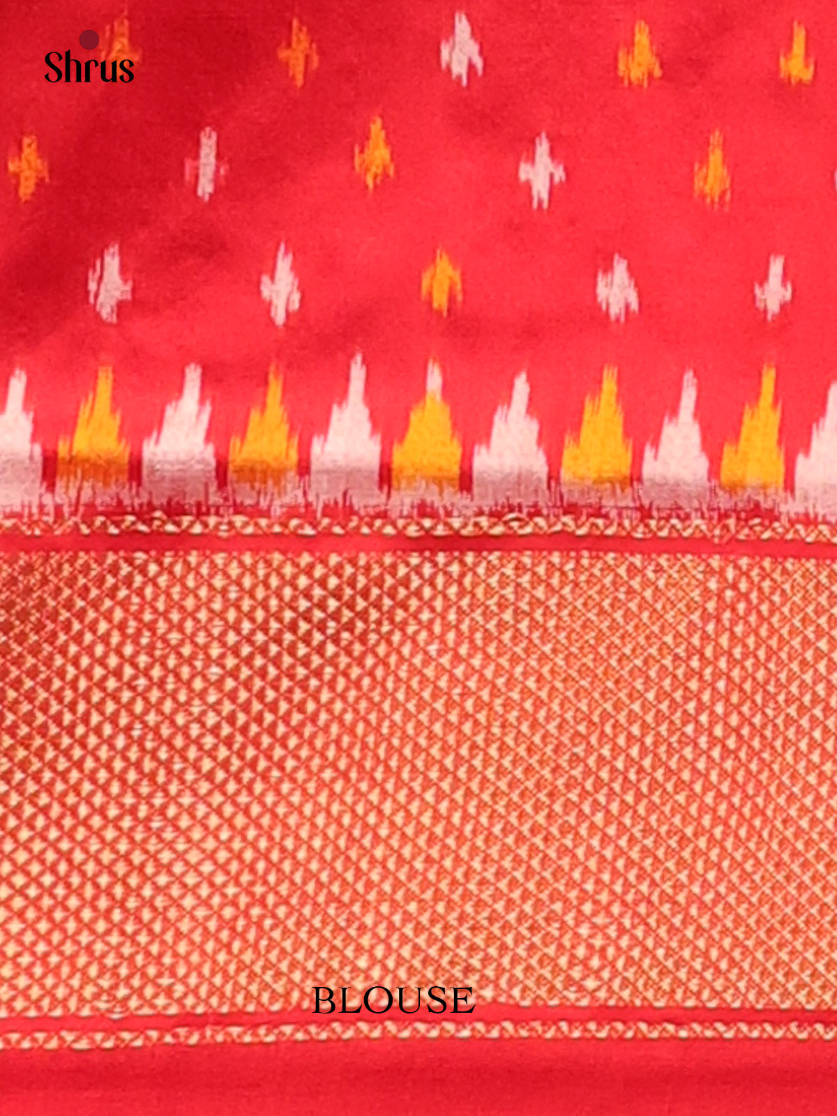 Cream & Red - Ikkat Silk Saree - Shop on Shrus.com