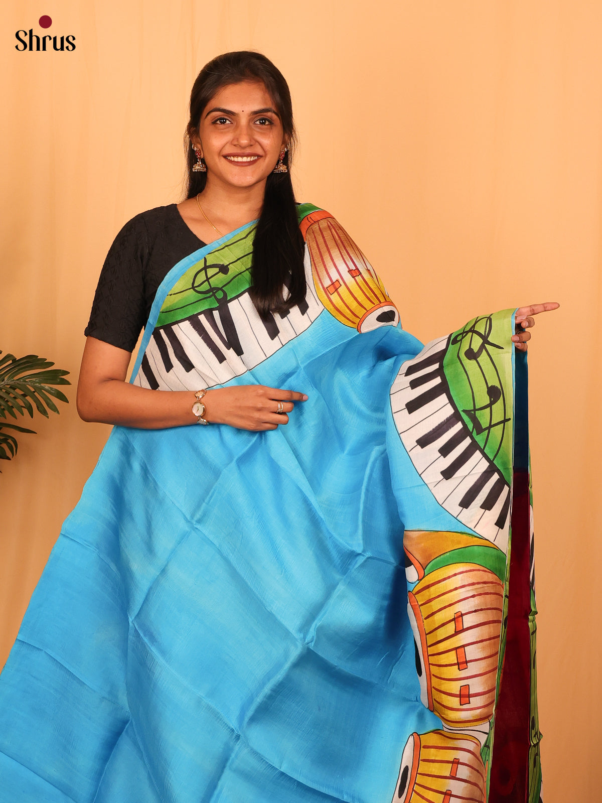 Stylish Blue & Pink- Murshidabad Silk Saree-1