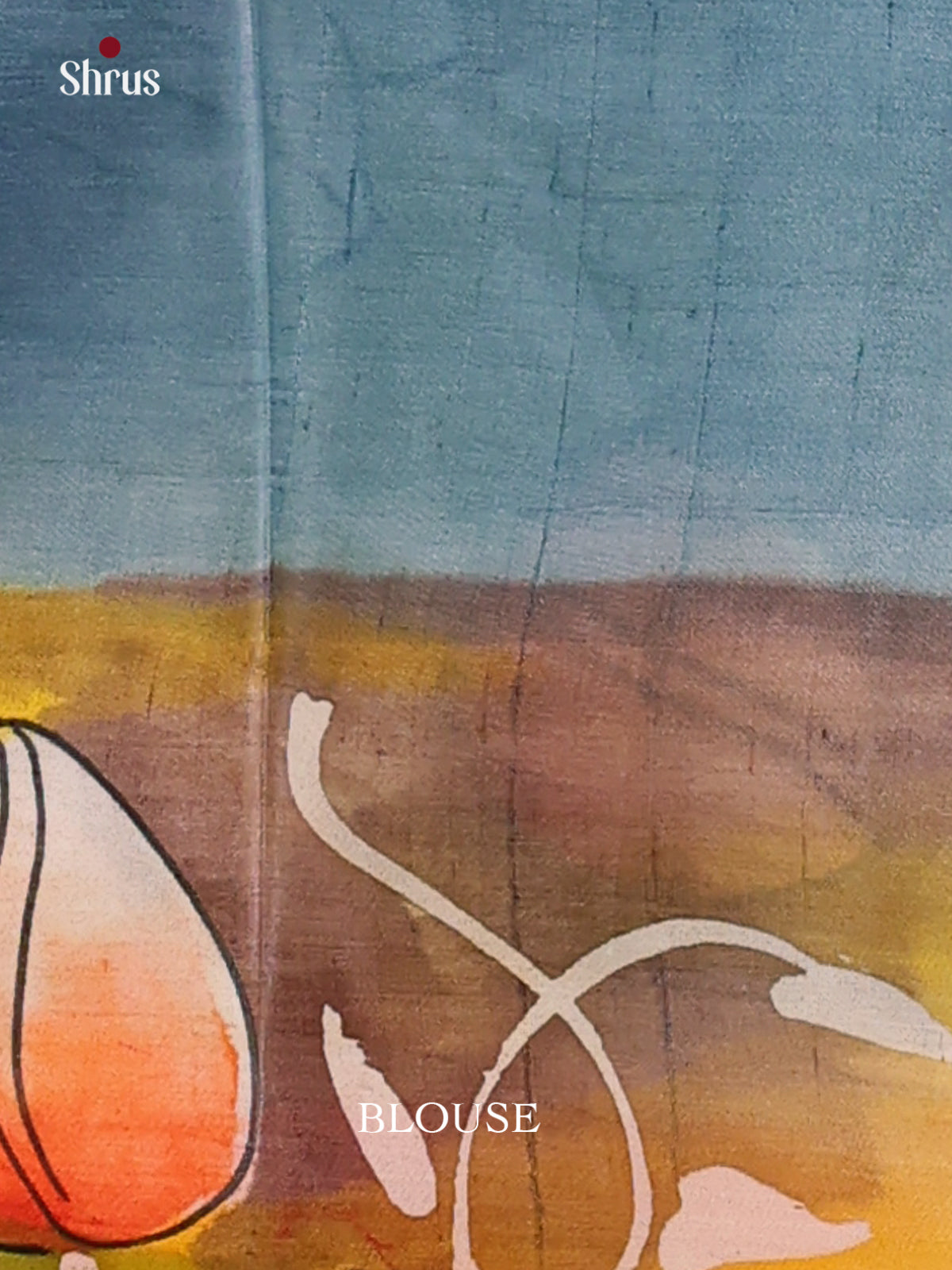 Greyish Blue & Green- Murshidabad Tussar Silk Saree - Shop on Shrus.com