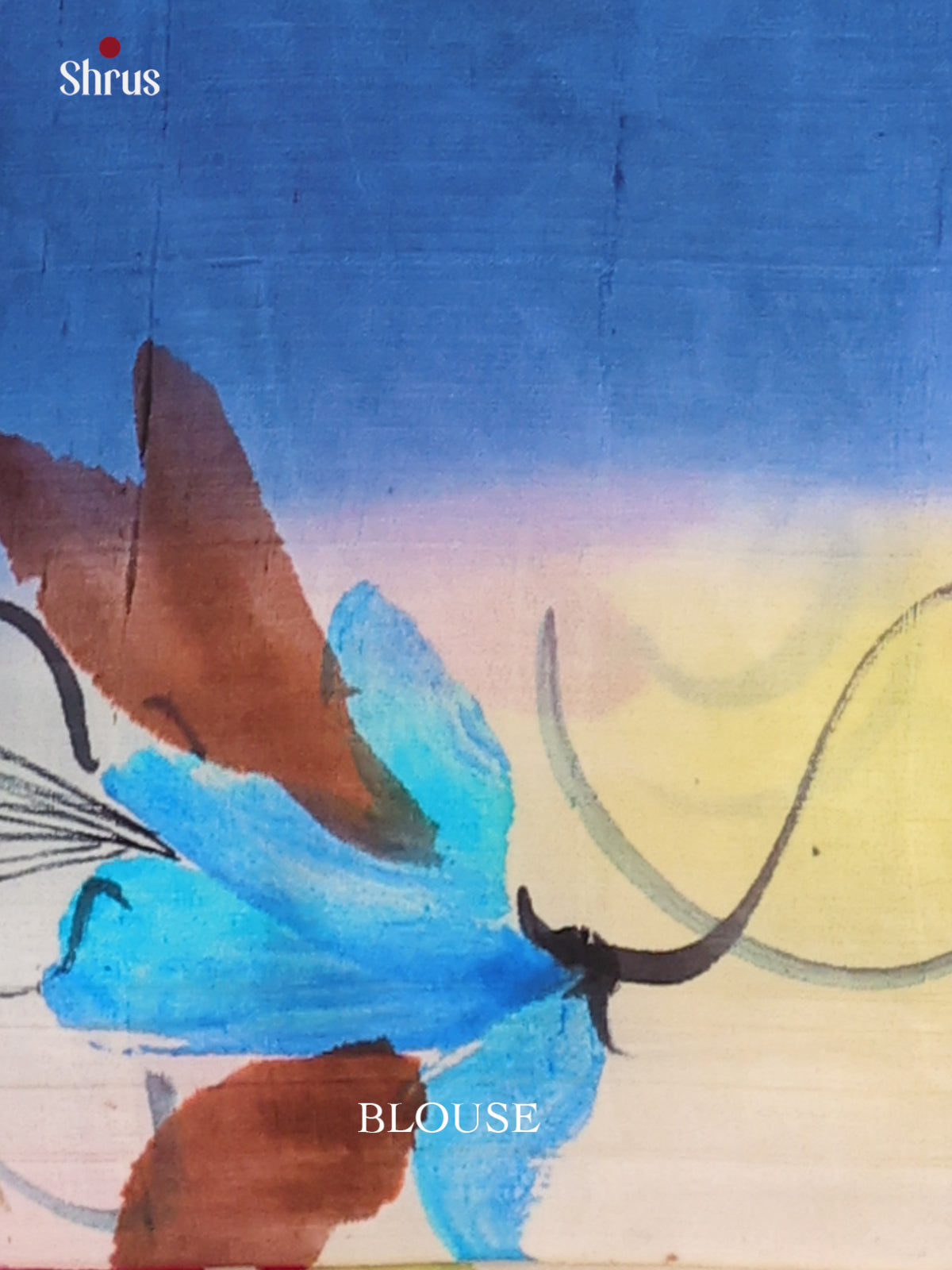 Blue & Cream - Murshidabad Silk Saree - Shop on Shrus.com