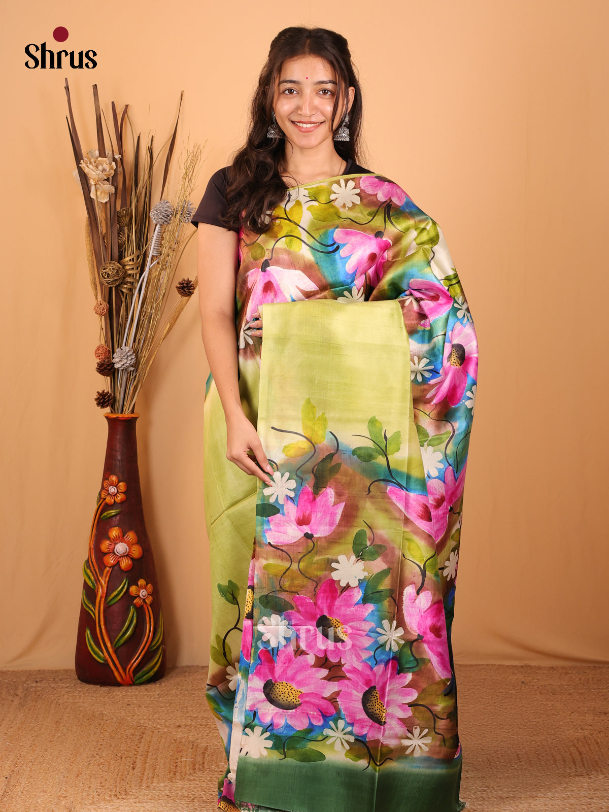 Green - Murshidabad Tussar Silk Saree