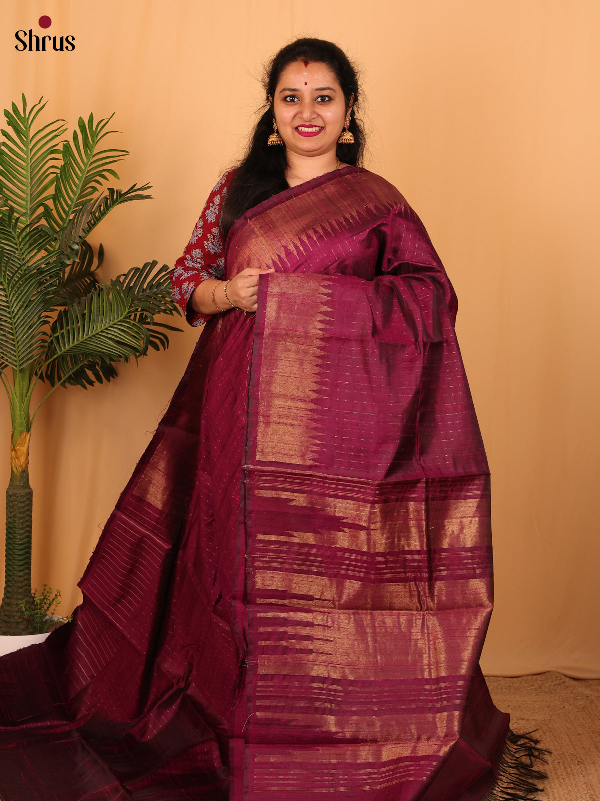 Purple(Single Tone) - Raw Silk Saree - Shop on Shrus.com