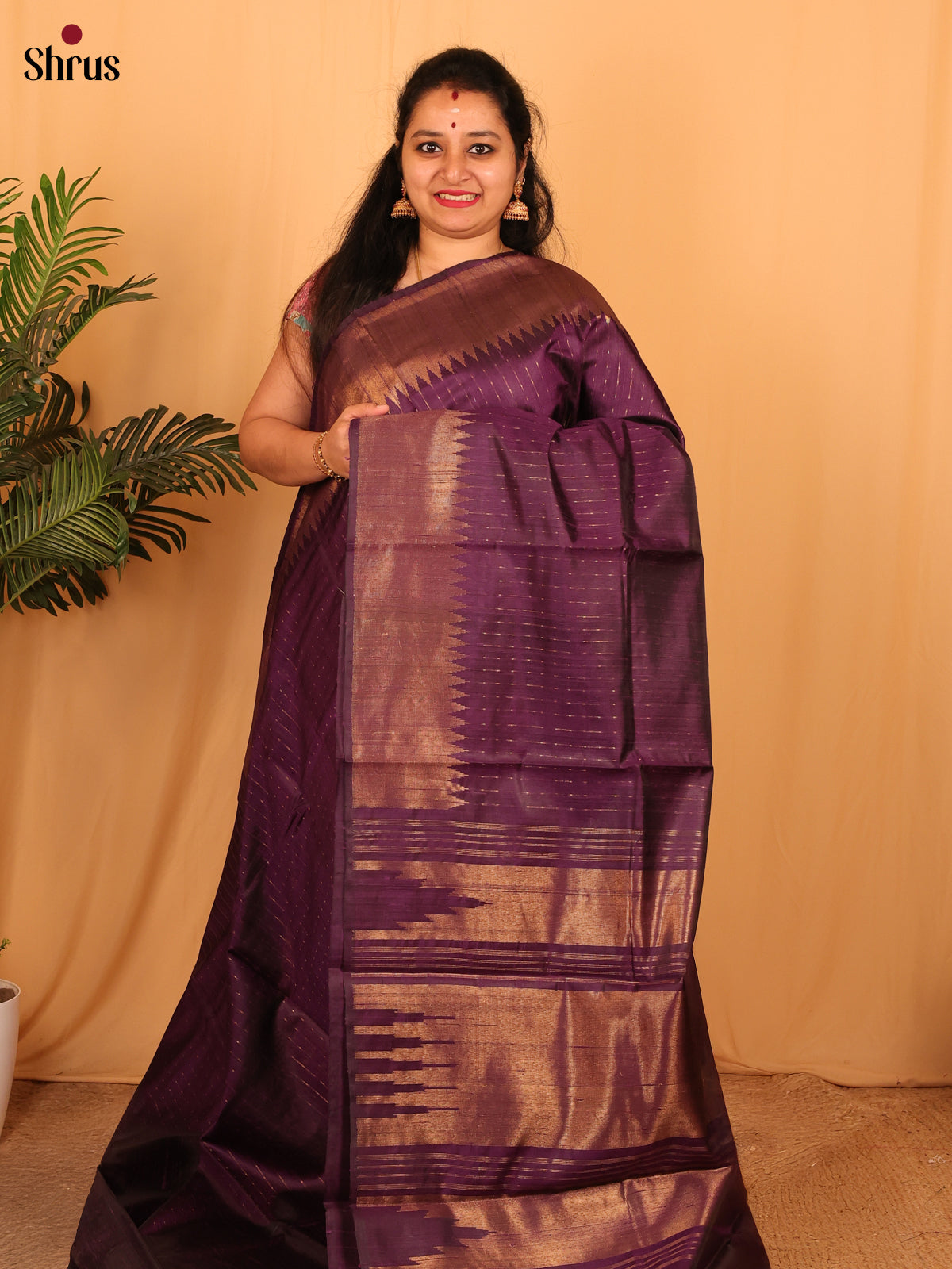 Purple(Single Tone) - Raw Silk Saree - Shop on Shrus.com