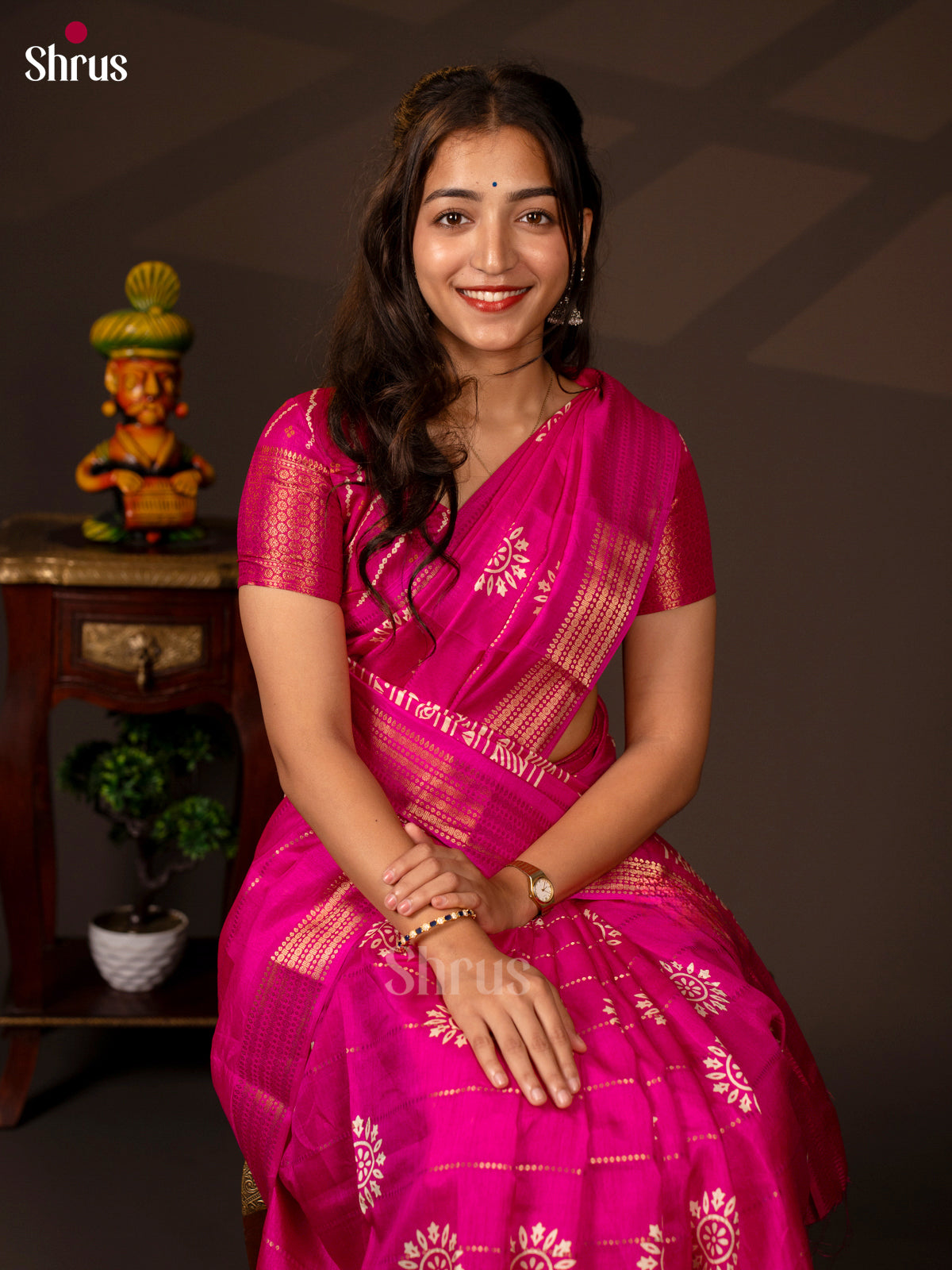 Pink - Semi Crepe Saree - Shop on Shrus.com