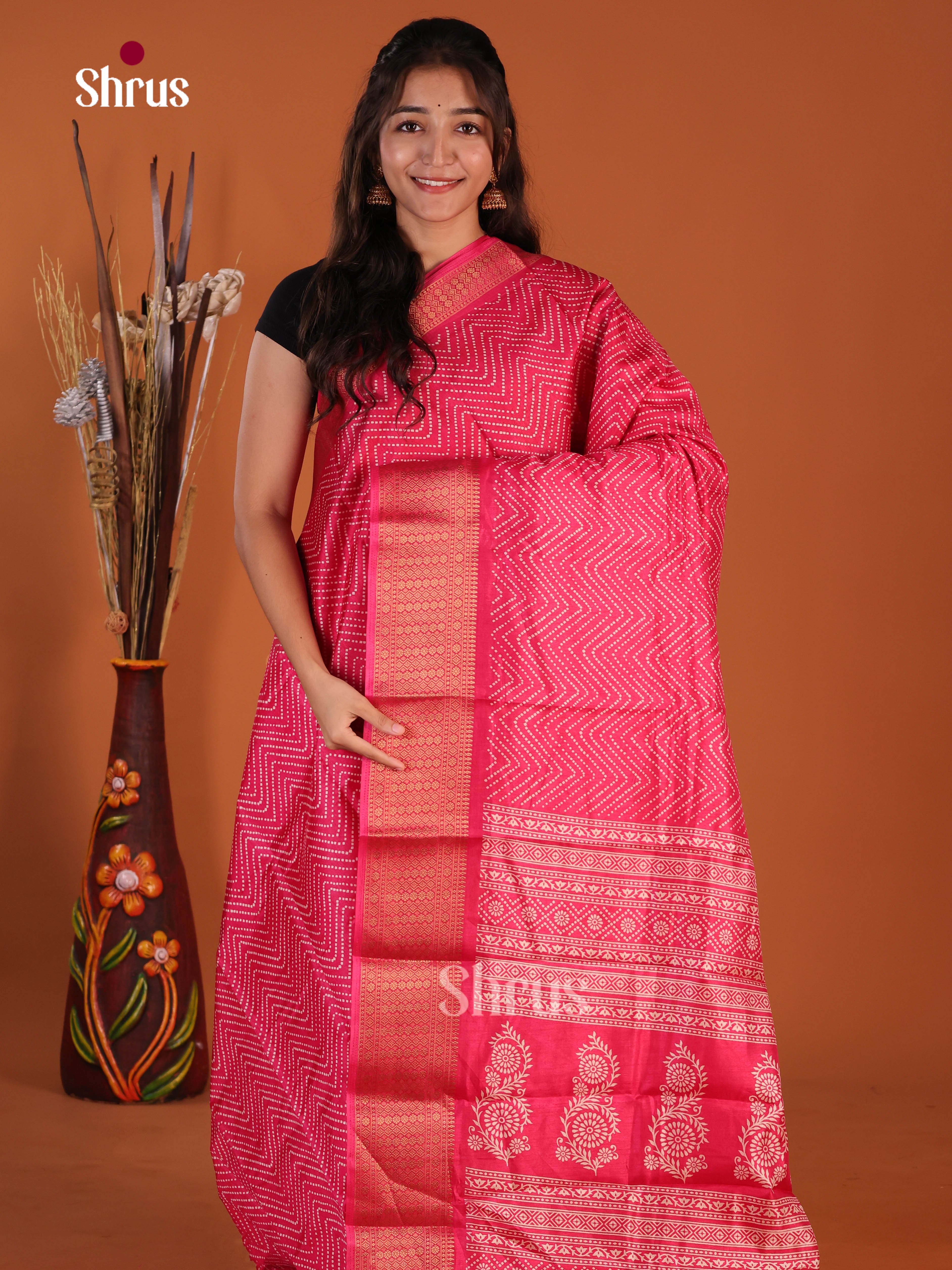 Pink - Semi Crepe Saree - Shop on Shrus.com