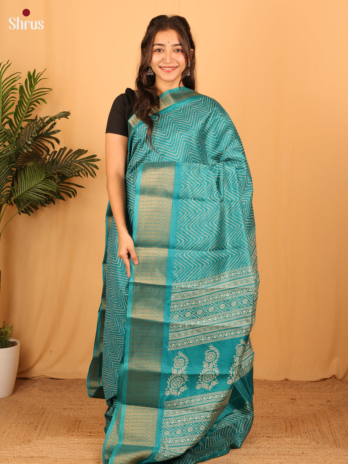 Blue - Semi Crepe Saree - Shop on Shrus.com