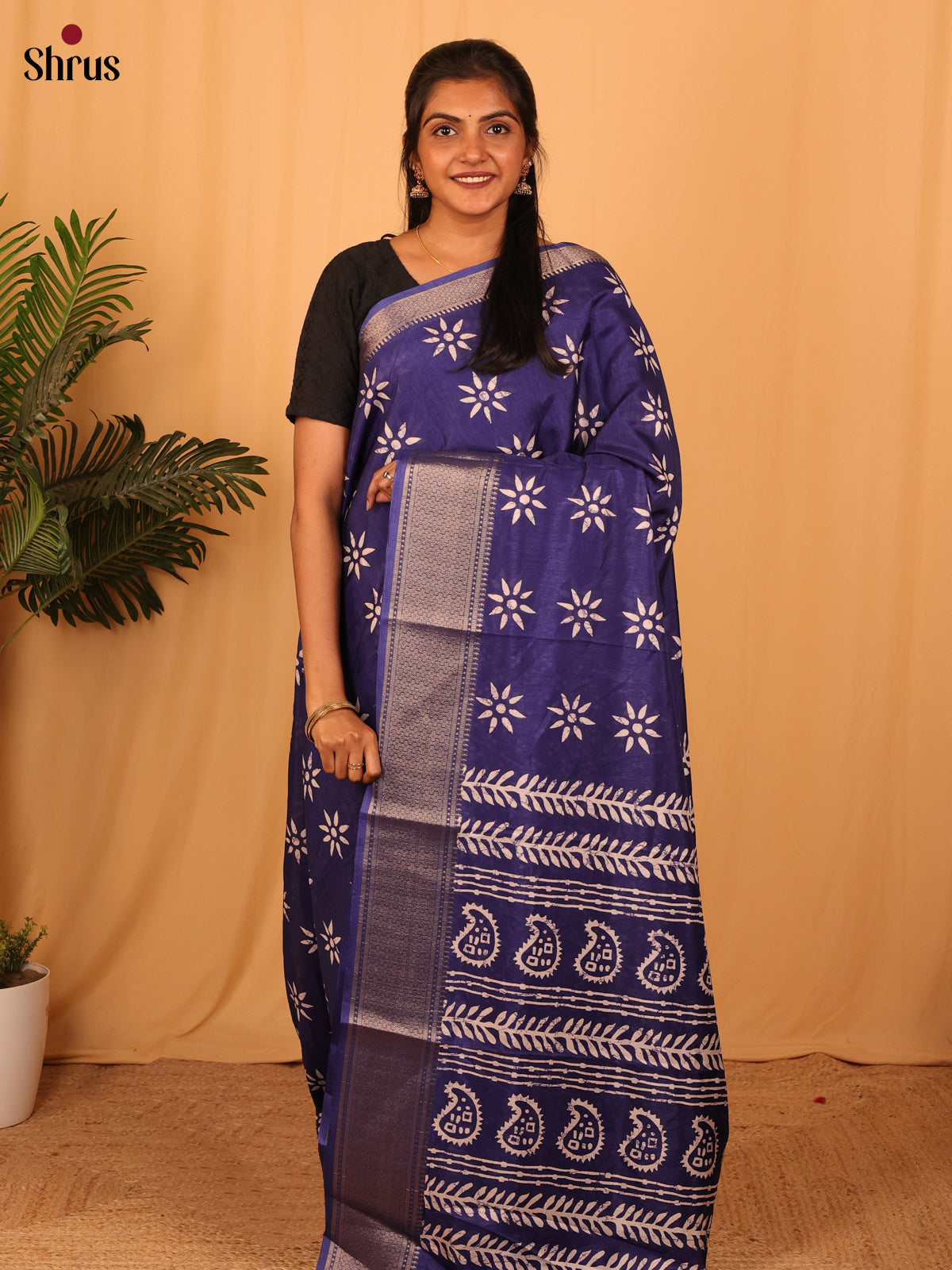 Violet- Semi Crepe Saree - Shop on Shrus.com
