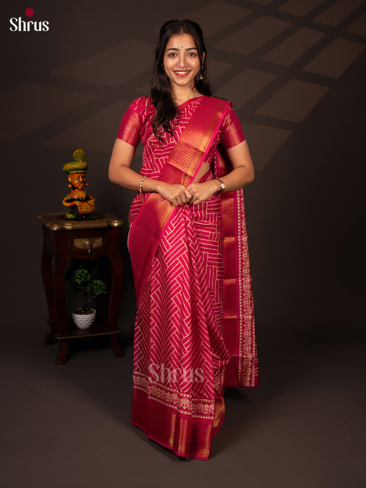 Pink - Semi Crepe Saree - Shop on Shrus.com