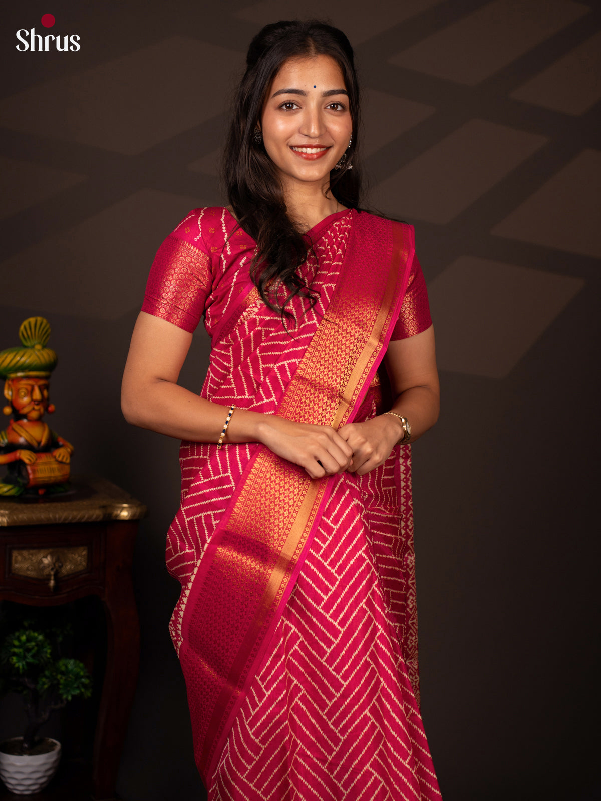 Pink - Semi Crepe Saree - Shop on Shrus.com