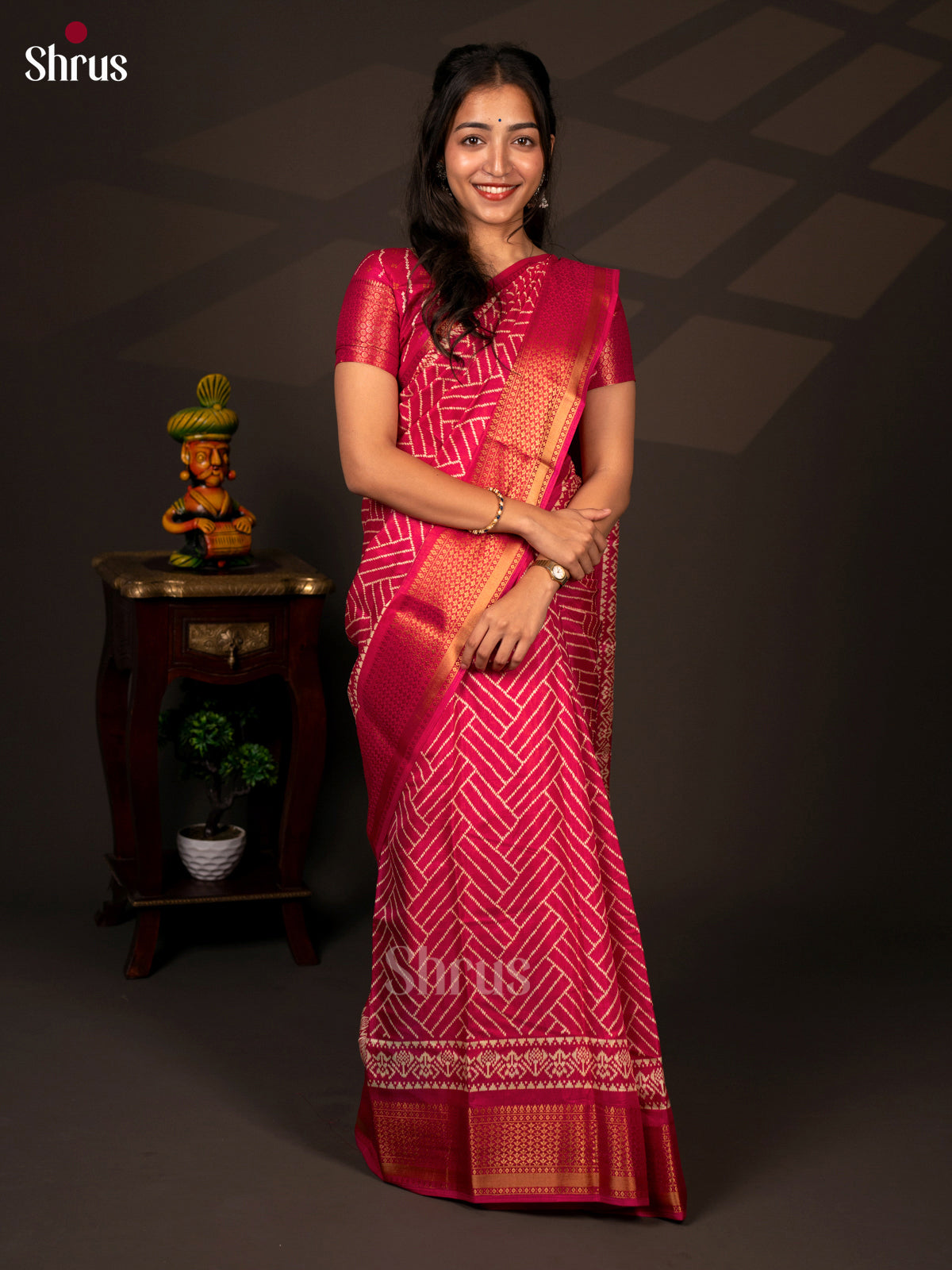 Pink - Semi Crepe Saree - Shop on Shrus.com