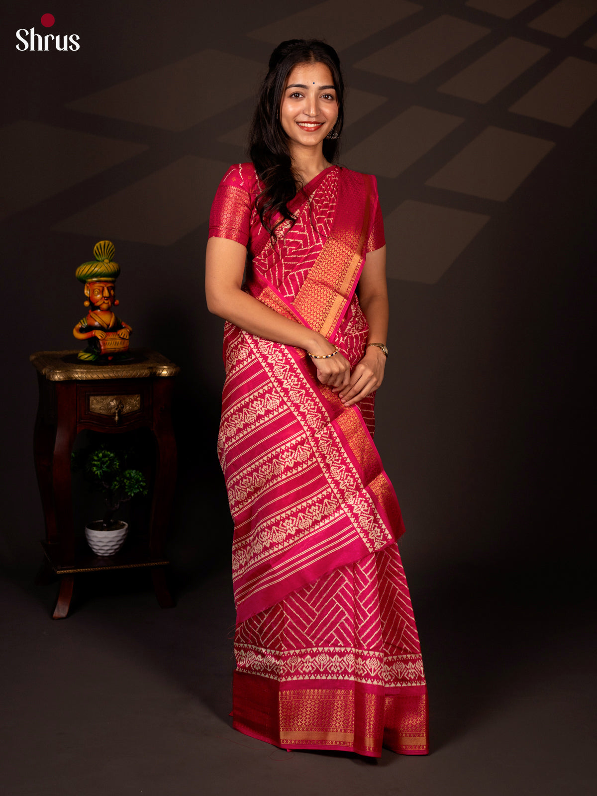 Pink - Semi Crepe Saree - Shop on Shrus.com