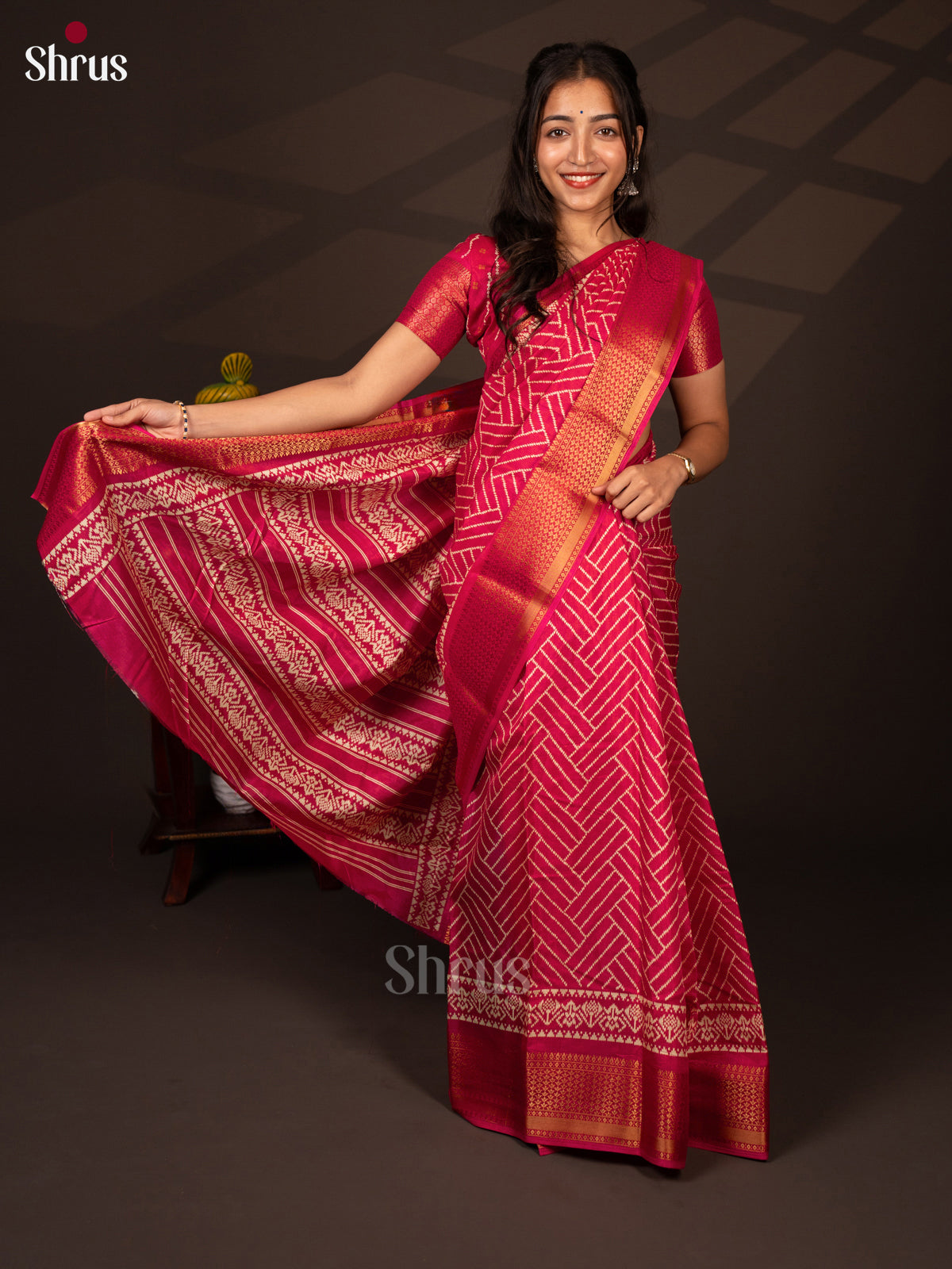 Pink - Semi Crepe Saree - Shop on Shrus.com