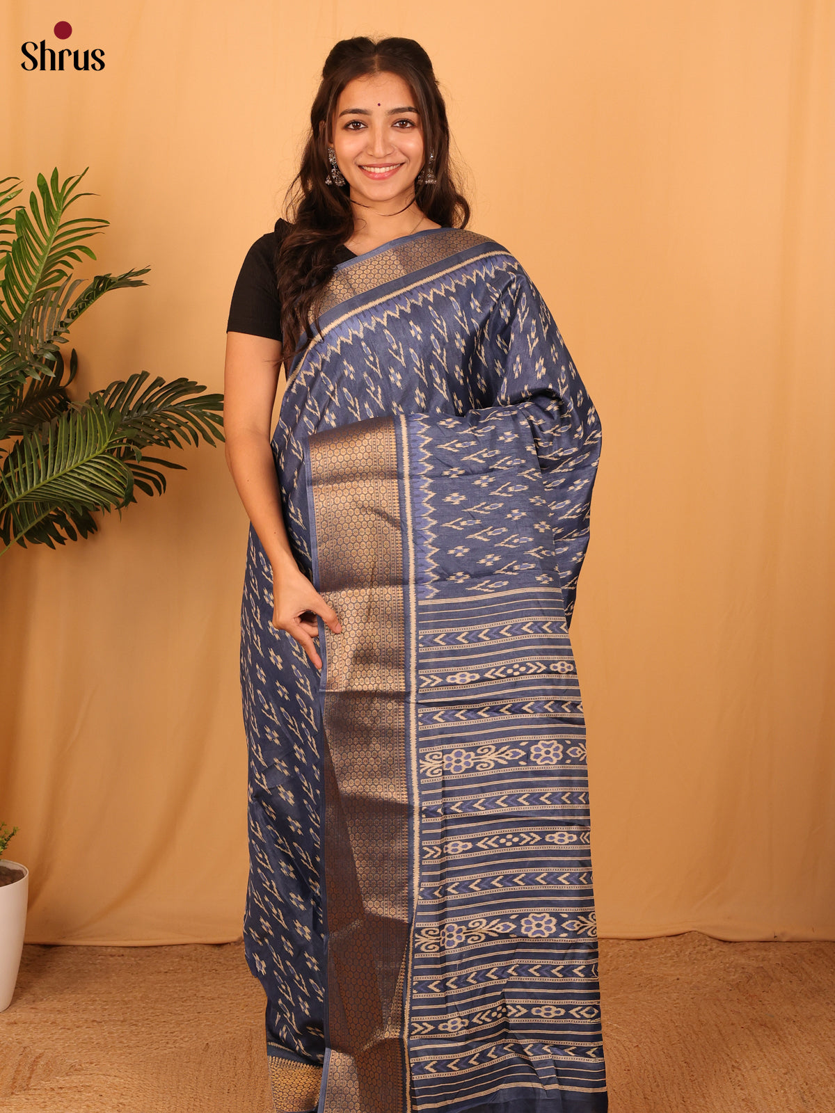 Purple - Semi Crepe Saree - Shop on Shrus.com