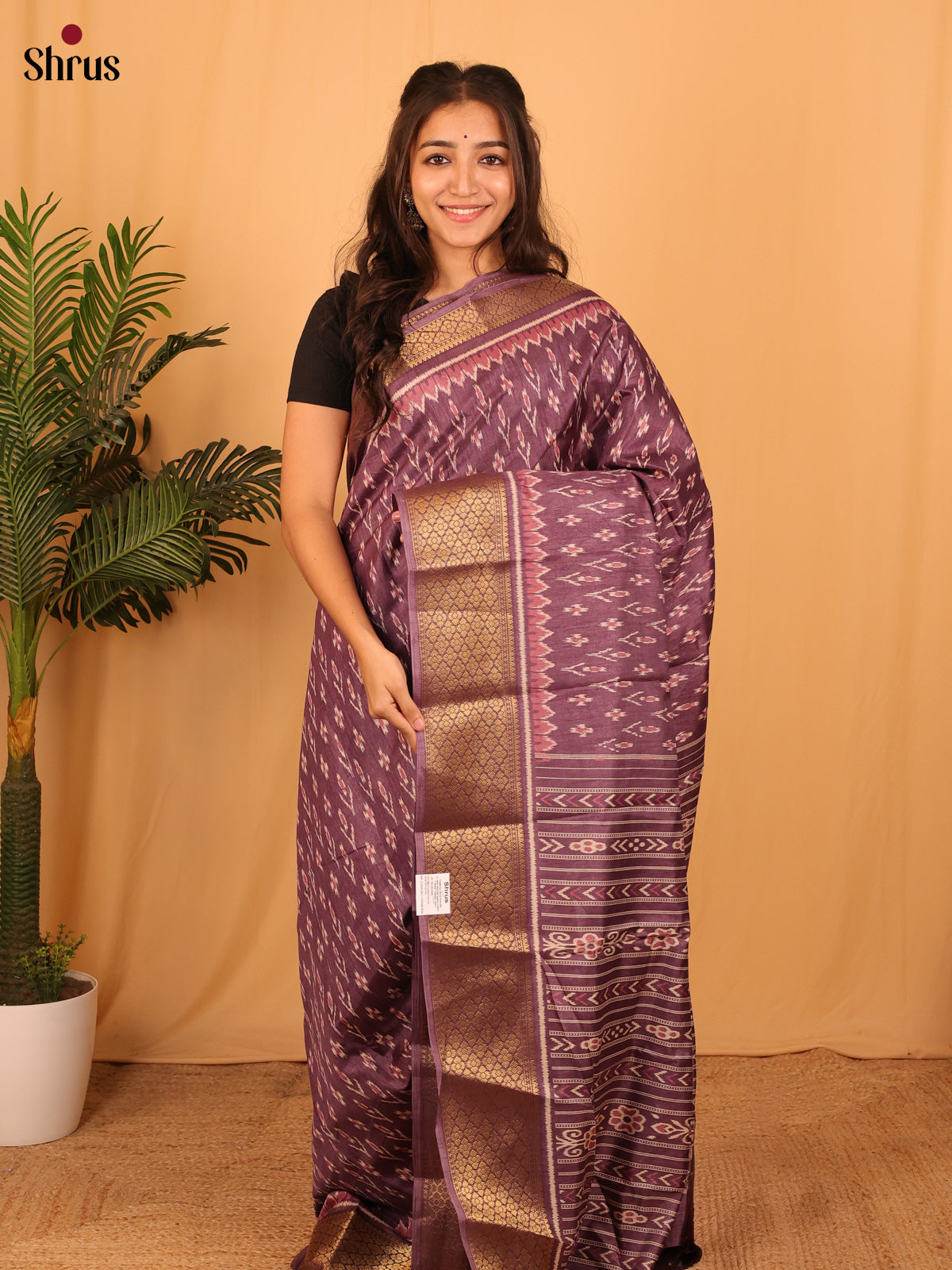 Dark Lavender - Semi Crepe Saree - Shop on Shrus.com