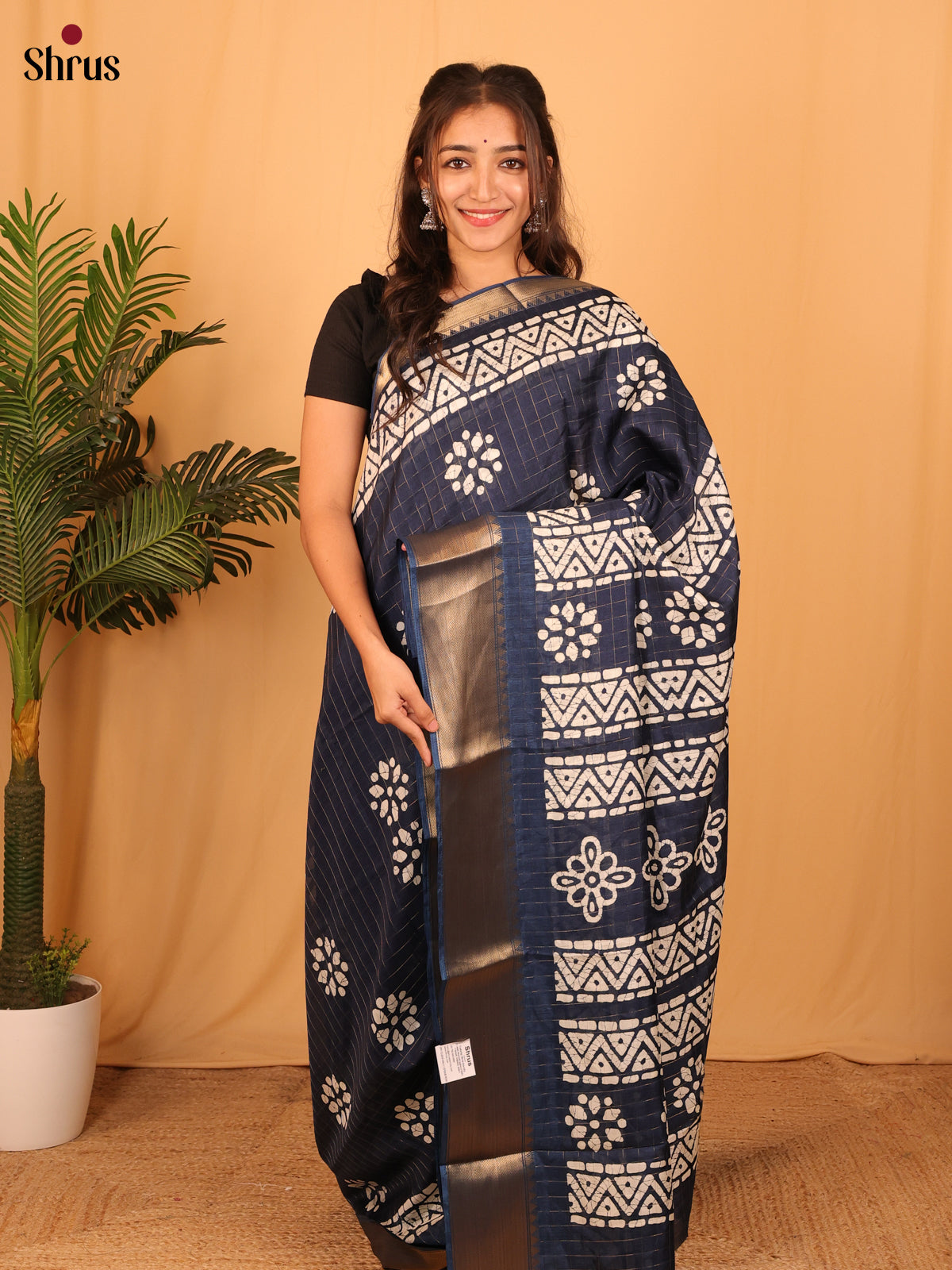 Blue - Semi Crepe Saree - Shop on Shrus.com