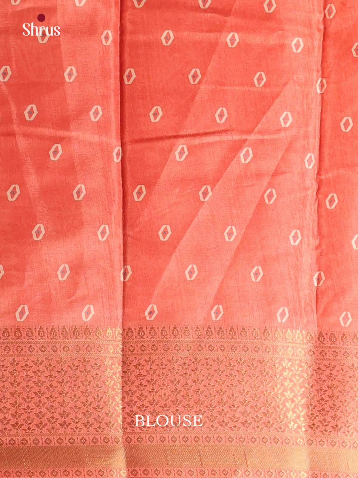Orangish Pink - Semi Crepe Saree - Shop on Shrus.com