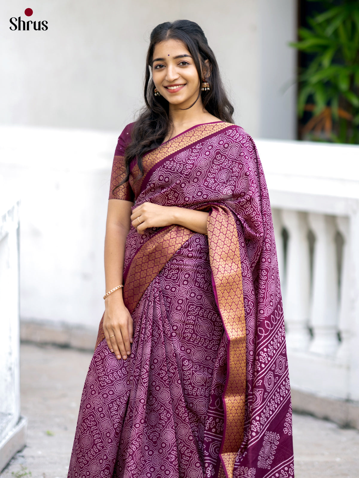 Maroon - Semi Crepe Saree - Shop on Shrus.com