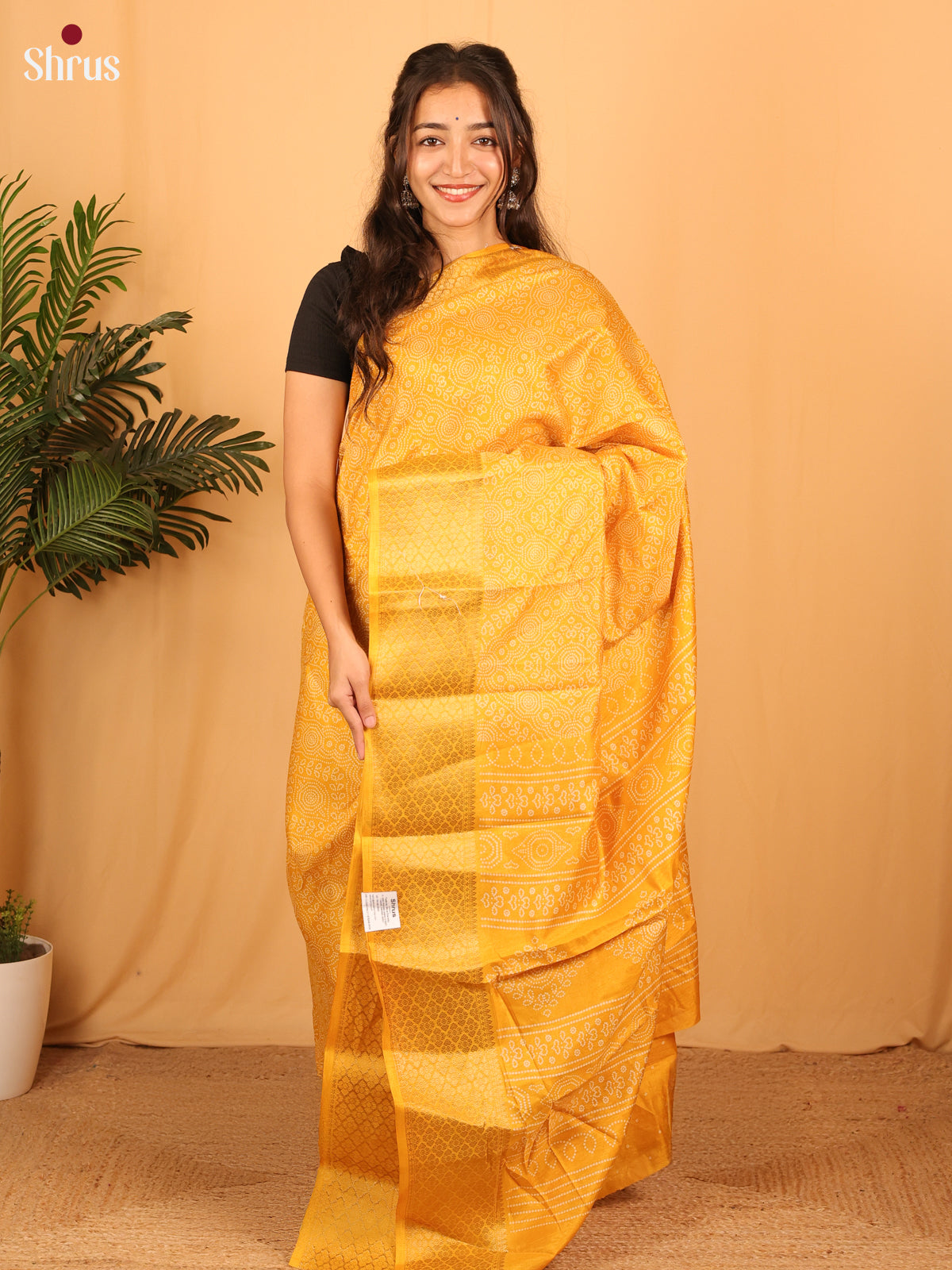 Mustard - Semi Crepe Saree - Shop on Shrus.com