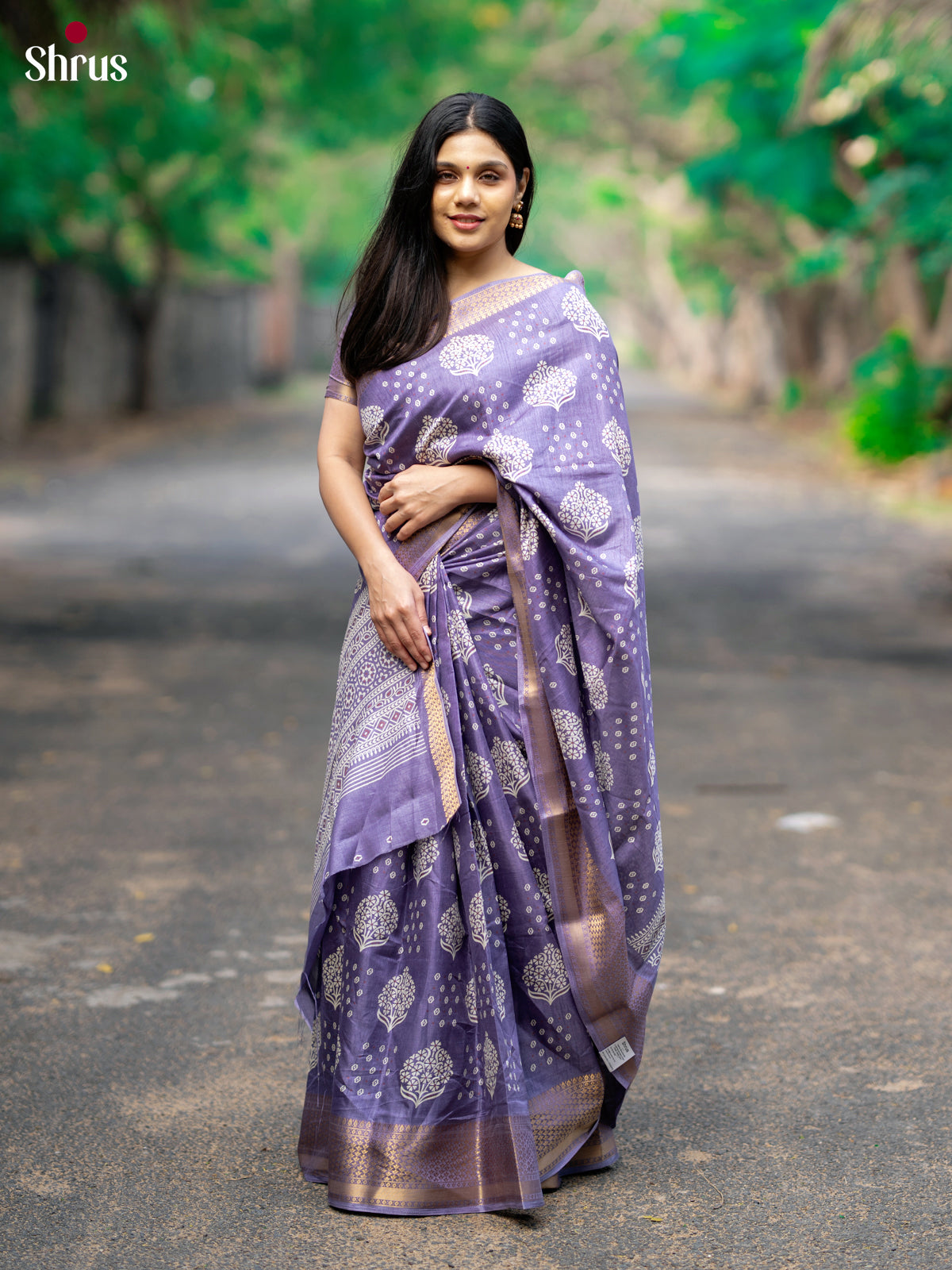 Lavender - Semi Crepe Saree - Shop on Shrus.com
