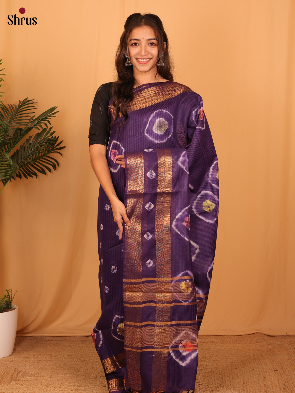 Violet- Shibori Saree - Shop on Shrus.com