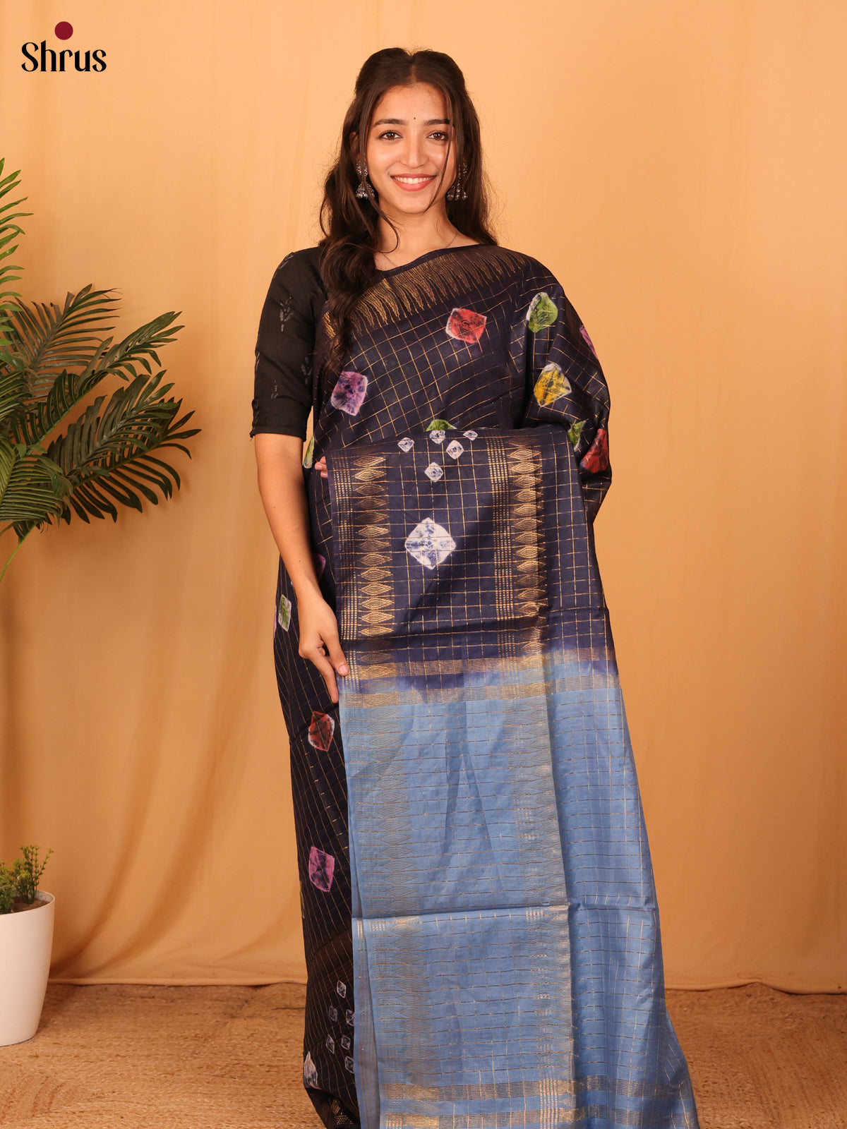 Violet & Blue - Shibori Saree - Shop on Shrus.com
