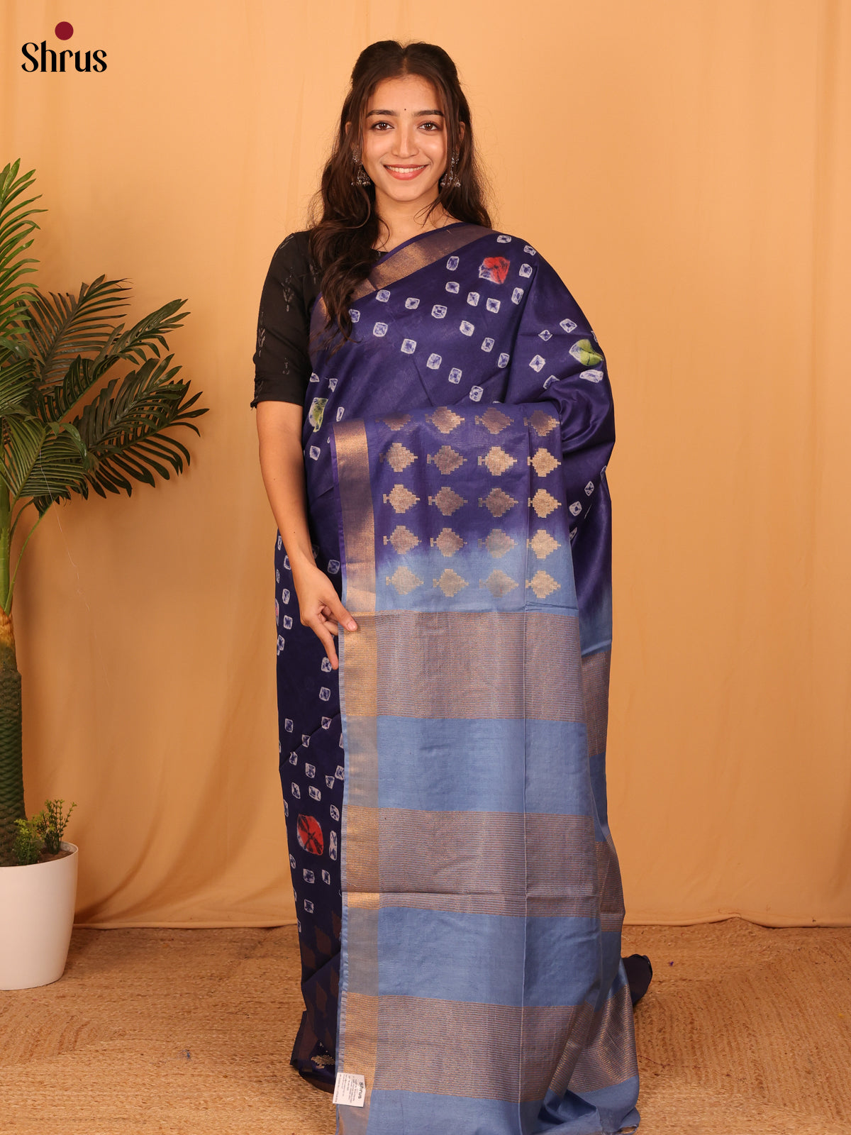 Violet & Blue - Shibori Saree - Shop on Shrus.com