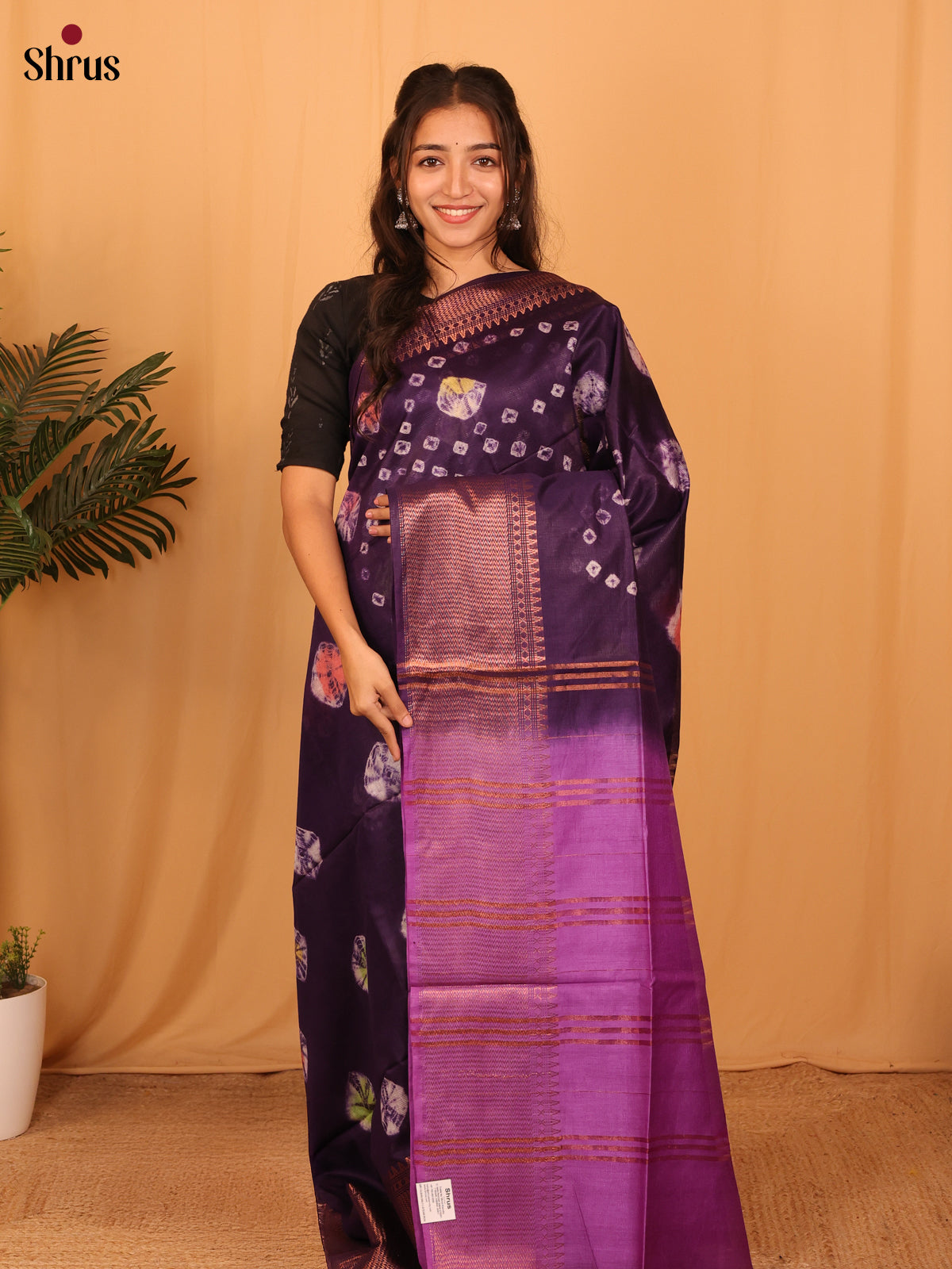 Violet & Purple - Shibori Saree - Shop on Shrus.com