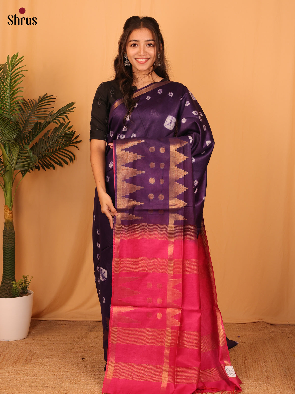 Violet & Pink - Shibori Saree - Shop on Shrus.com