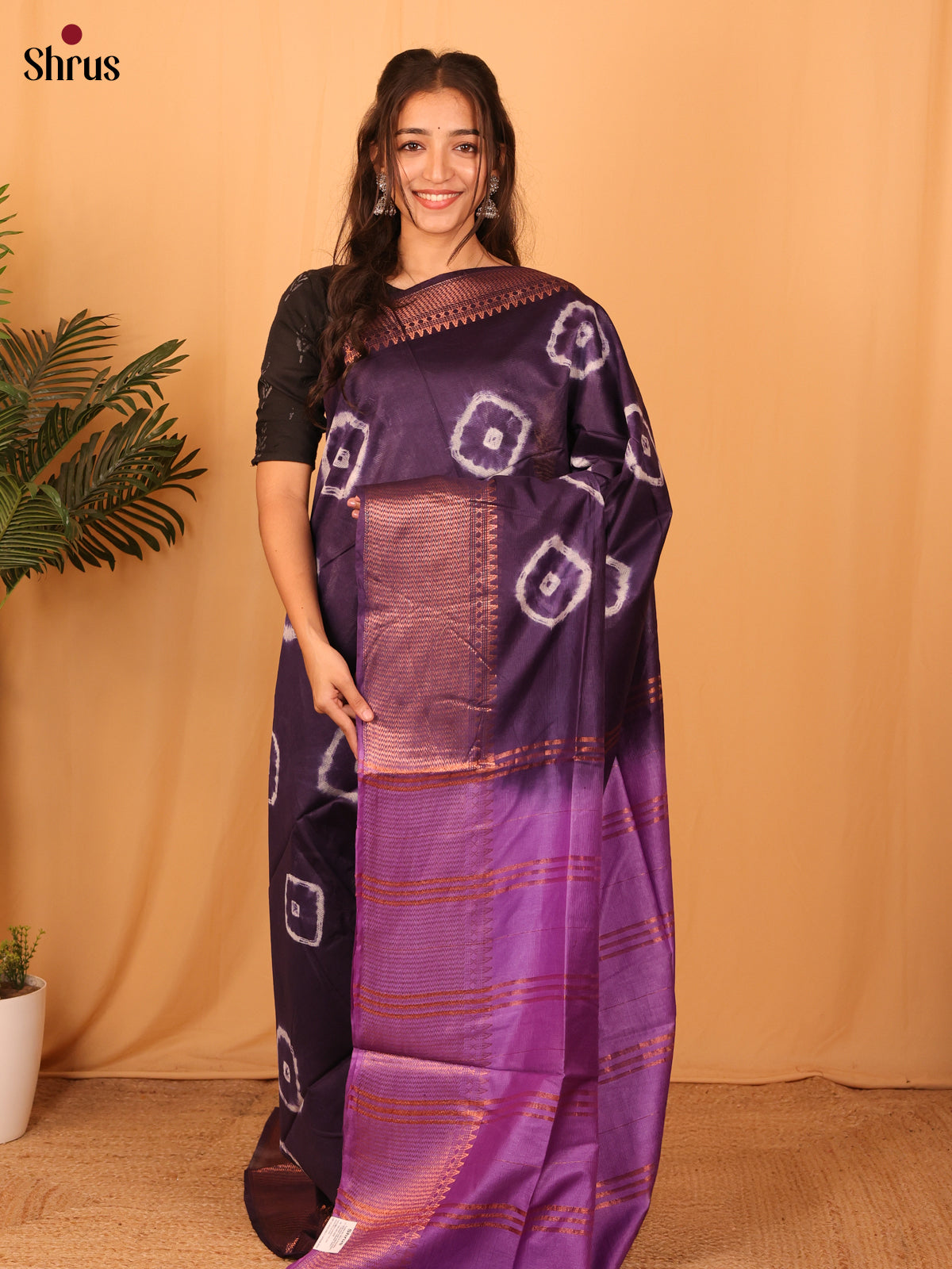 Violet & Purple - Shibori Saree - Shop on Shrus.com