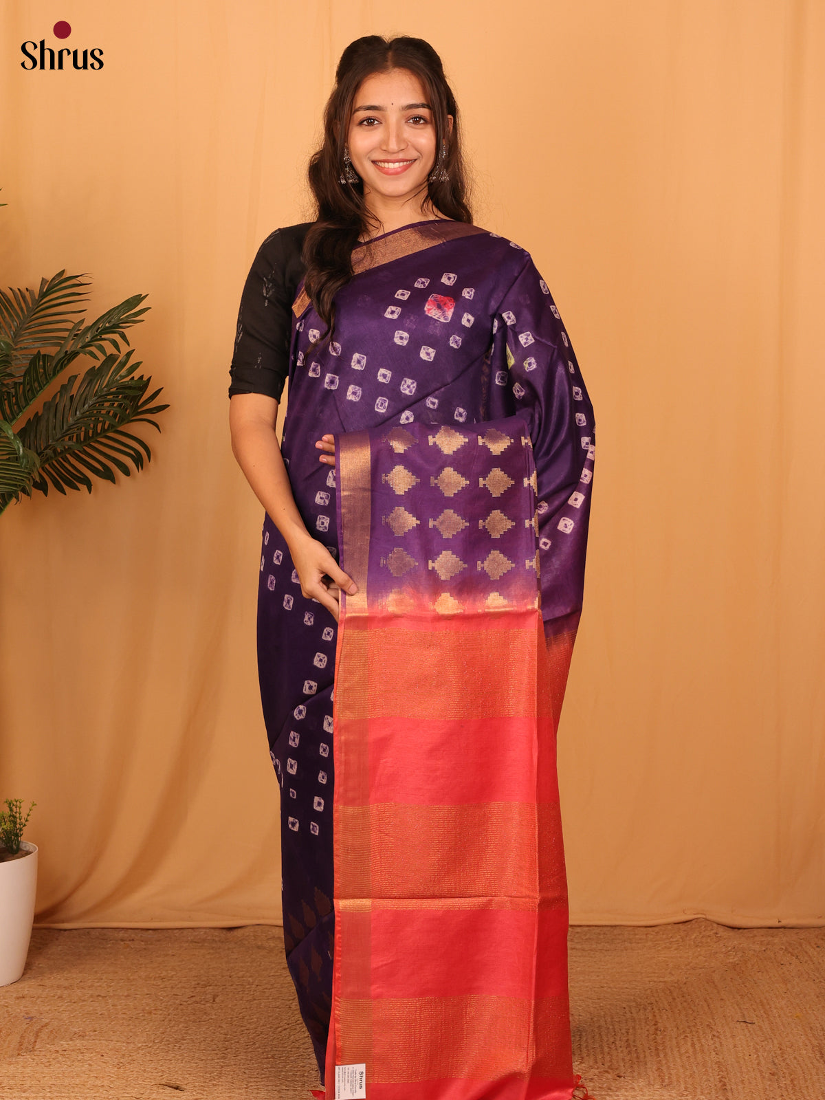 Violet & Red - Shibori Saree - Shop on Shrus.com